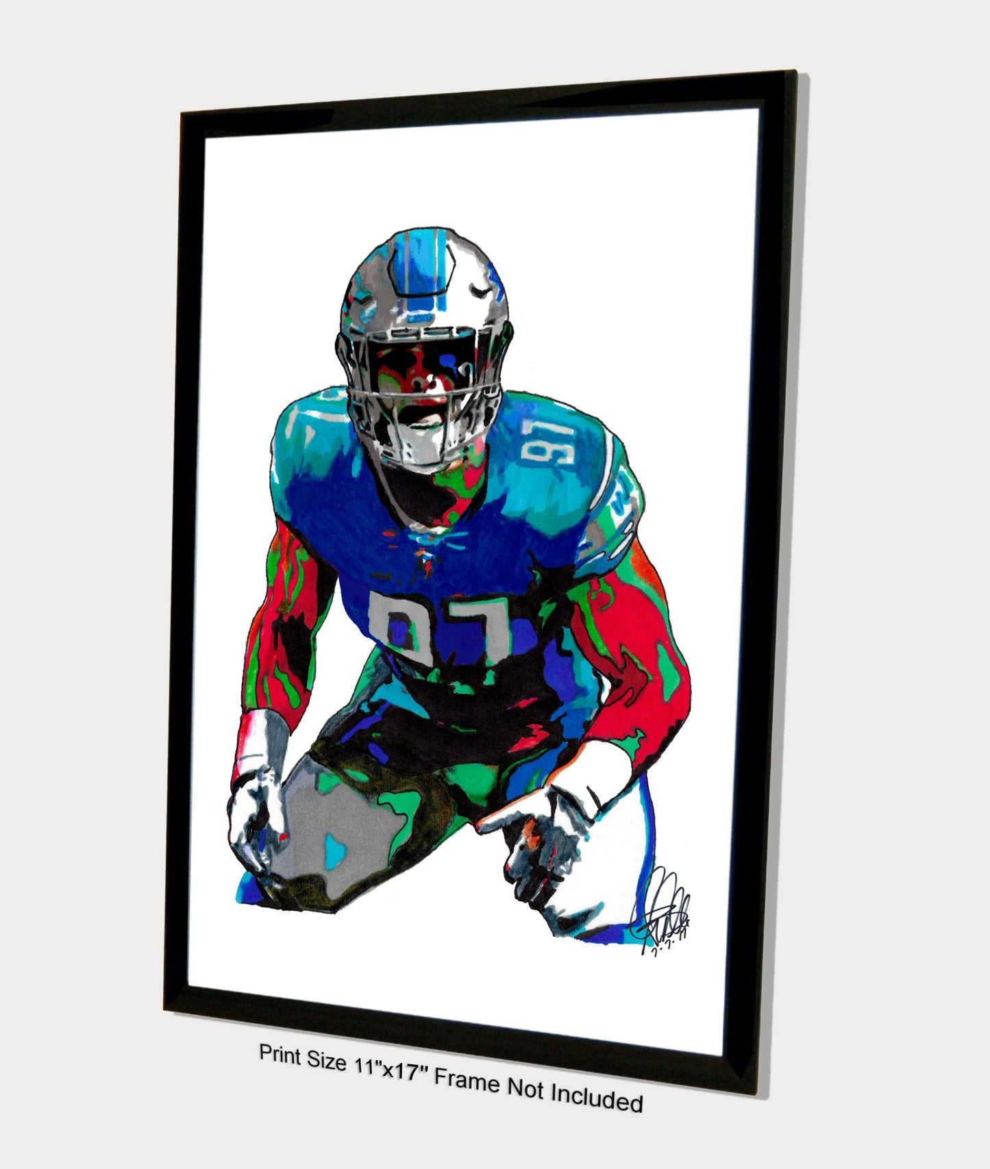 Aidan Hutchinson Detroit Lions Football Poster Print Wall Art 11x17