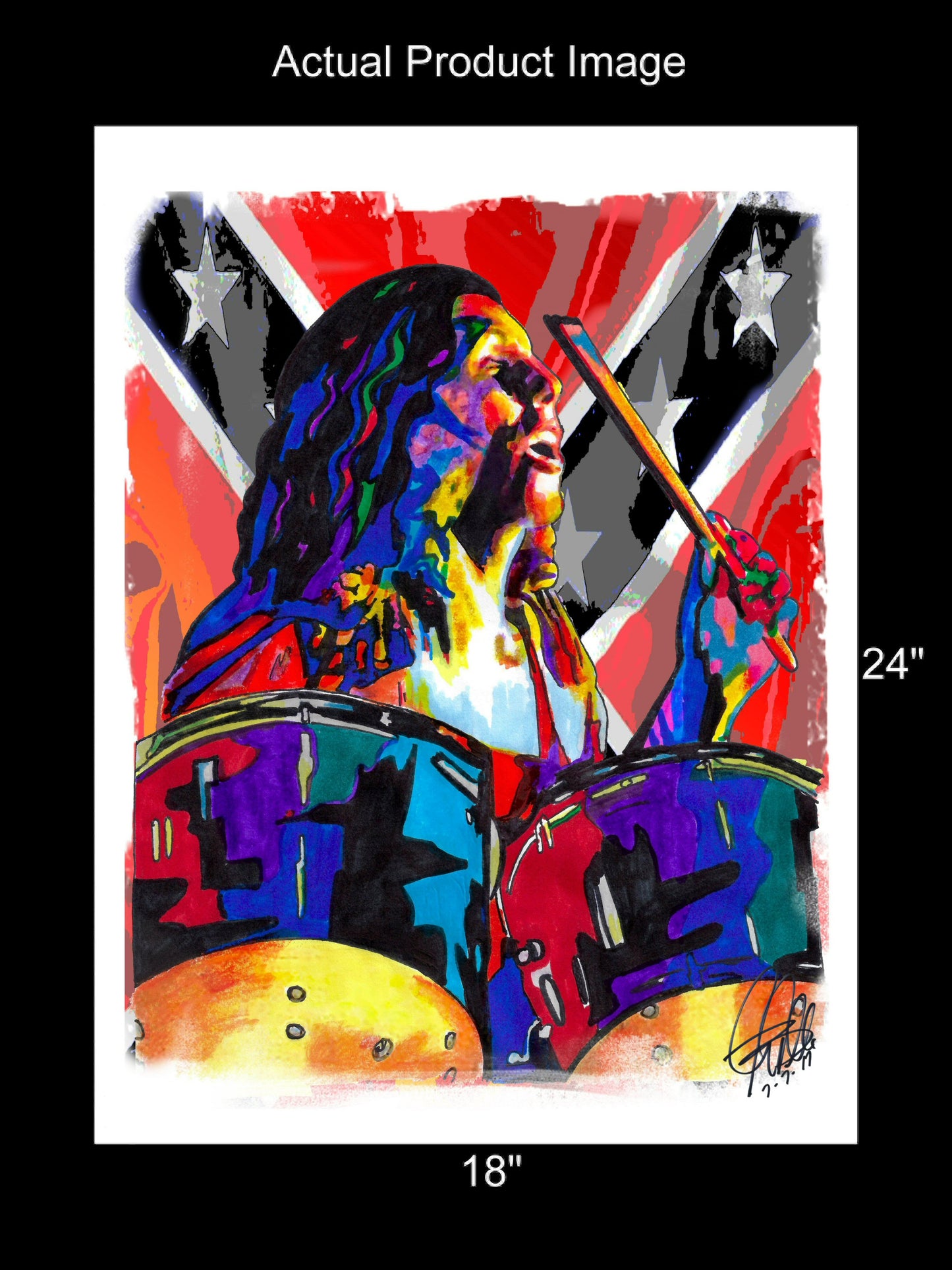 Bob Burns of Lynyrd Skynyrd Drums Music Poster Print Wall Art 18x24