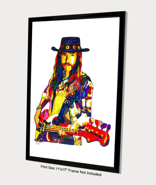 Berry Oakley Allman Brothers Bass Guitar Rock Music Print Poster Wall Art 11x17