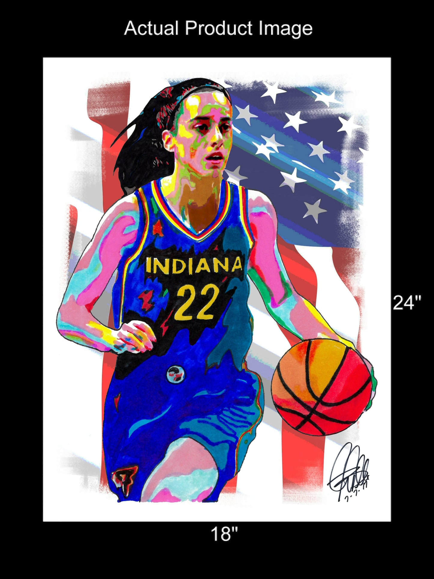 Caitlin Clark Indiana Fever Basketball USA Sports Poster Print Wall Art 18x24