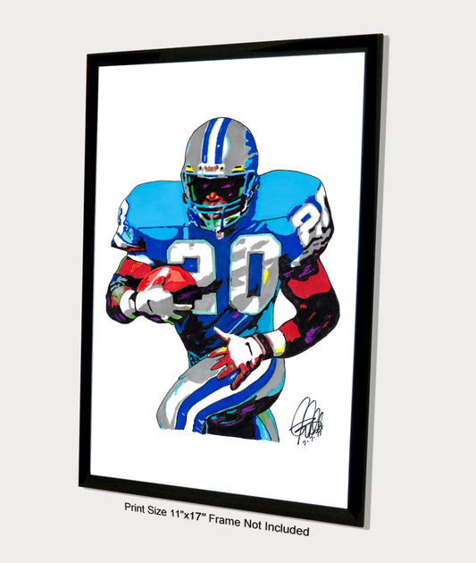 Barry Sanders Detroit Lions Football Poster Print Wall Art 11x17