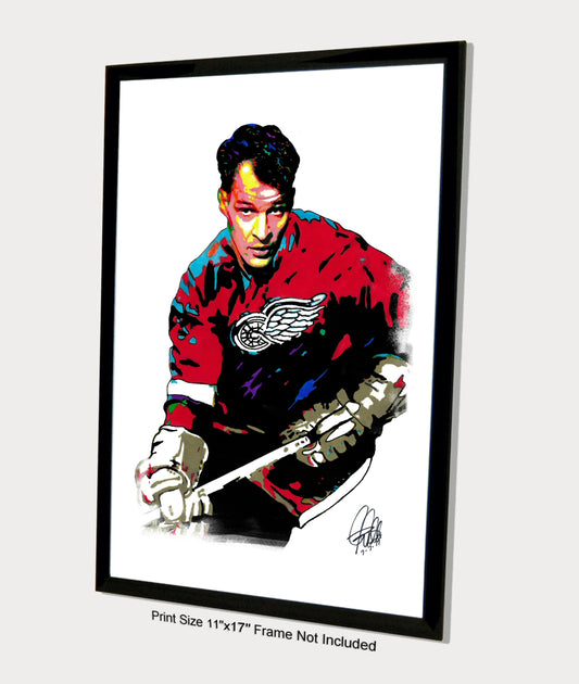 Gordie Howe Detroit Red Wings Hockey Print Poster Wall Art 11x17