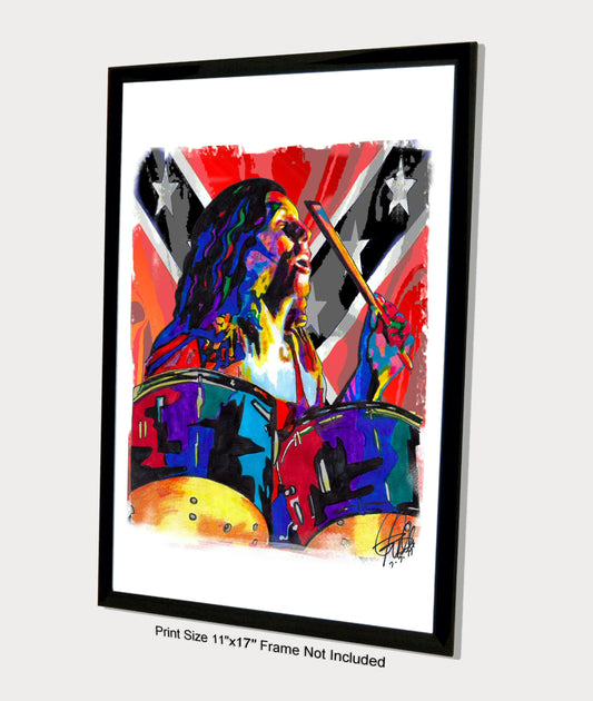 Bob Burns Lynyrd Skynyrd Drums Music Poster Print Wall Art 11x17