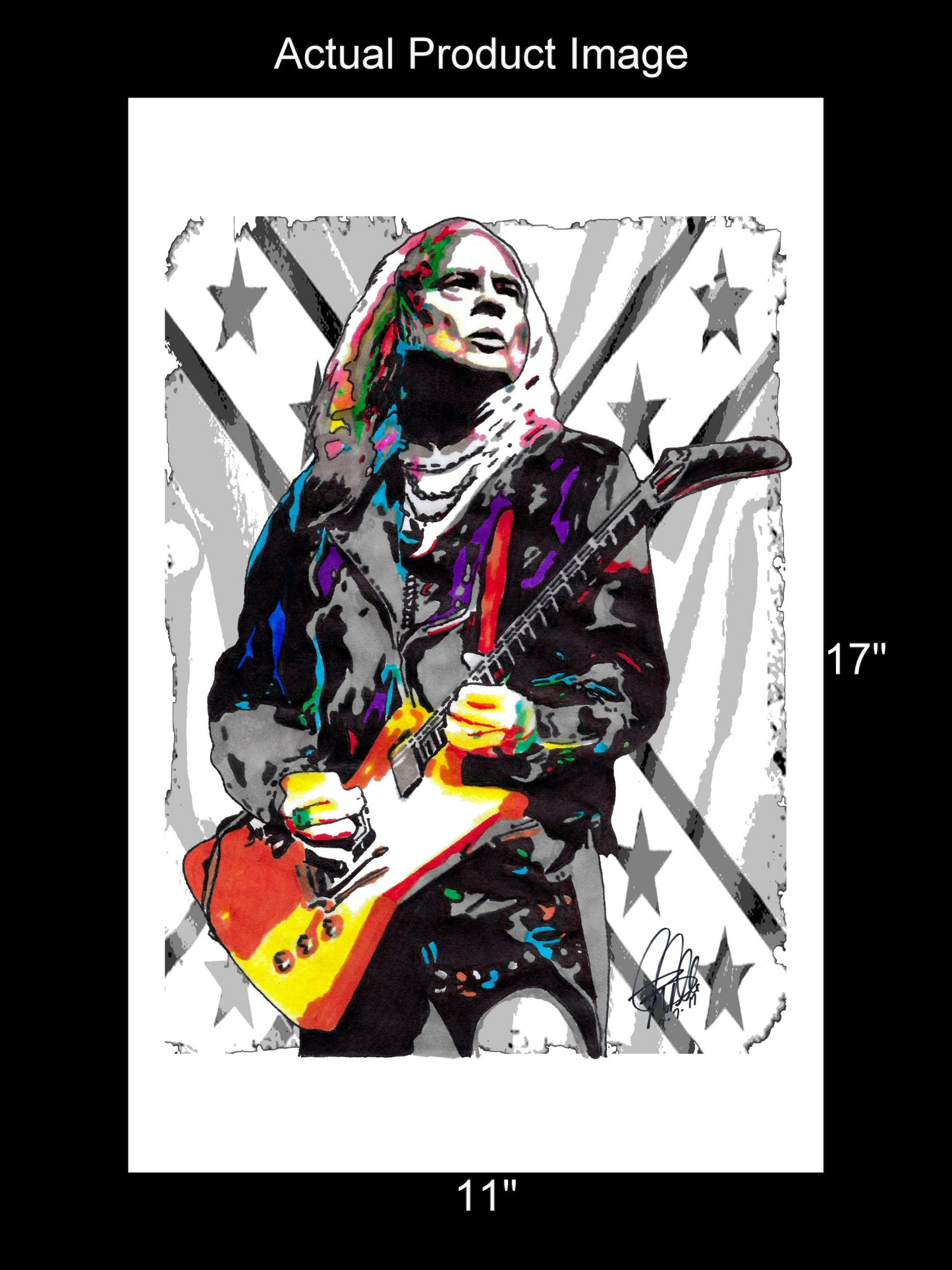 Rickey Medlocke Lynyrd Skynyrd Guitar Rock Music Poster Print Wall Art 11x17