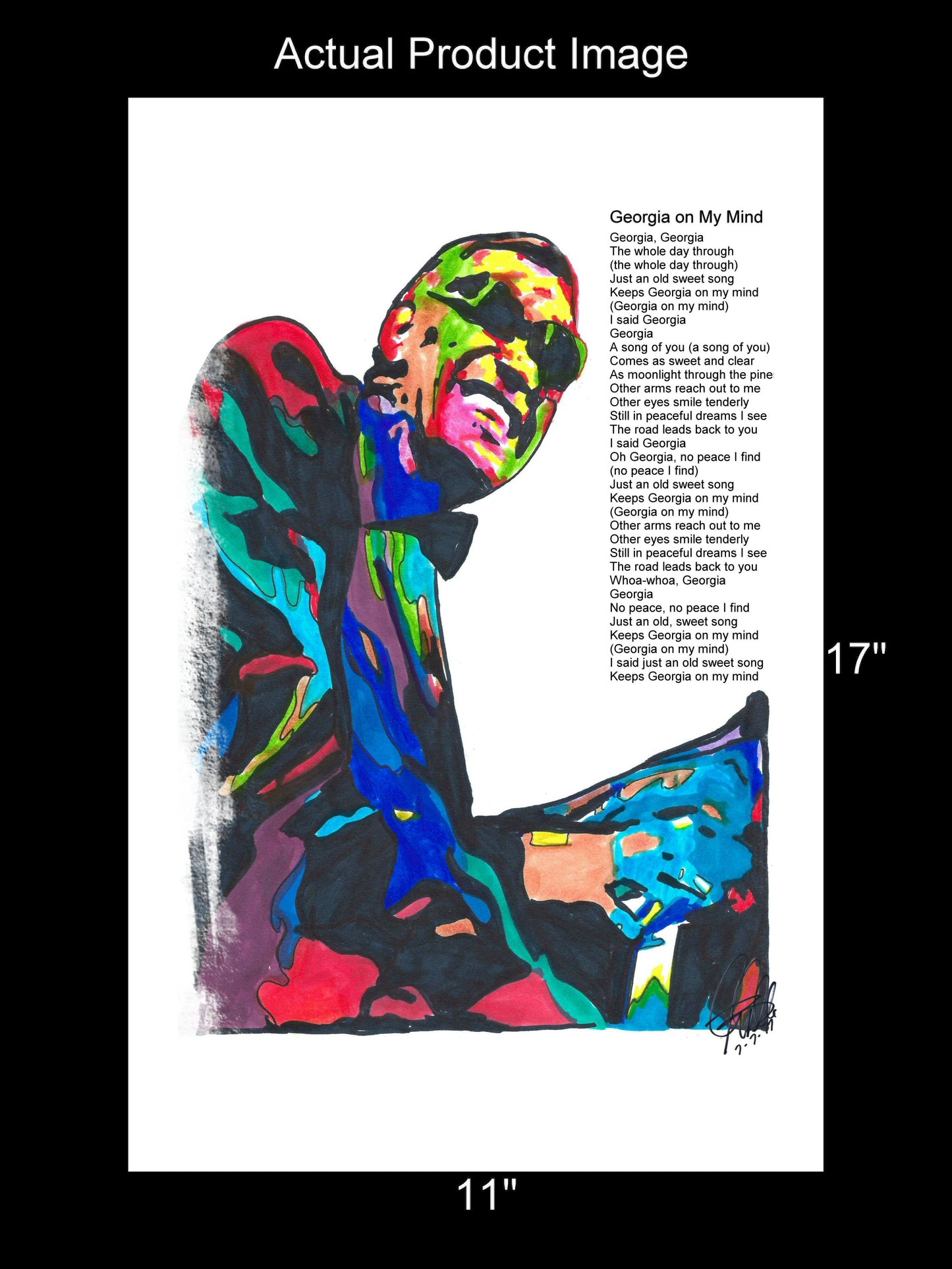 Ray Charles Georgia on My Mind Soul Piano Music Poster Print Wall Art 11x17