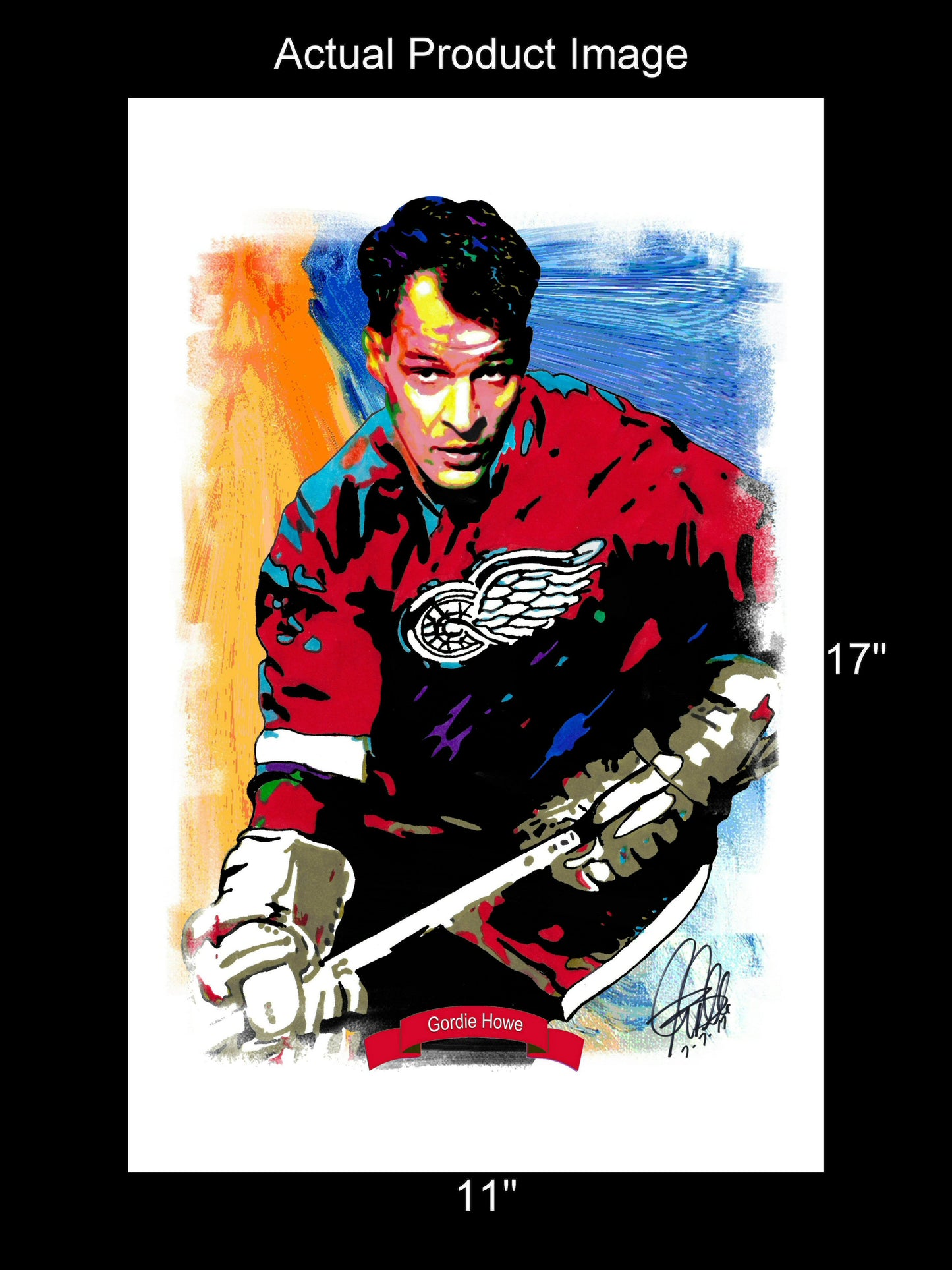 Gordie Howe Detroit Red Wings Hockey Sports Print Poster Wall Art 11x17