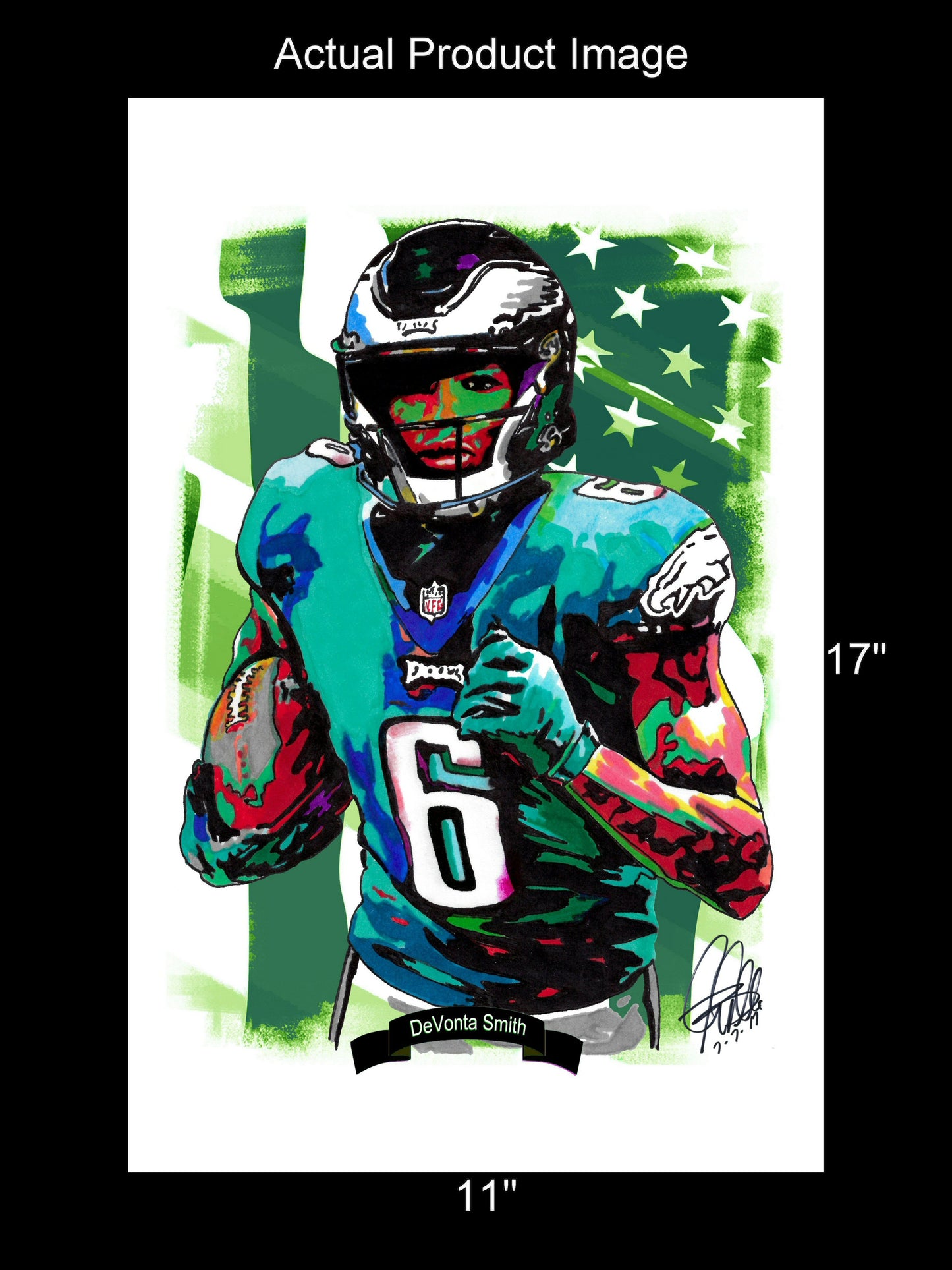 DeVonta Smith Philadelphia Eagles Football Poster Print Wall Art 11x17