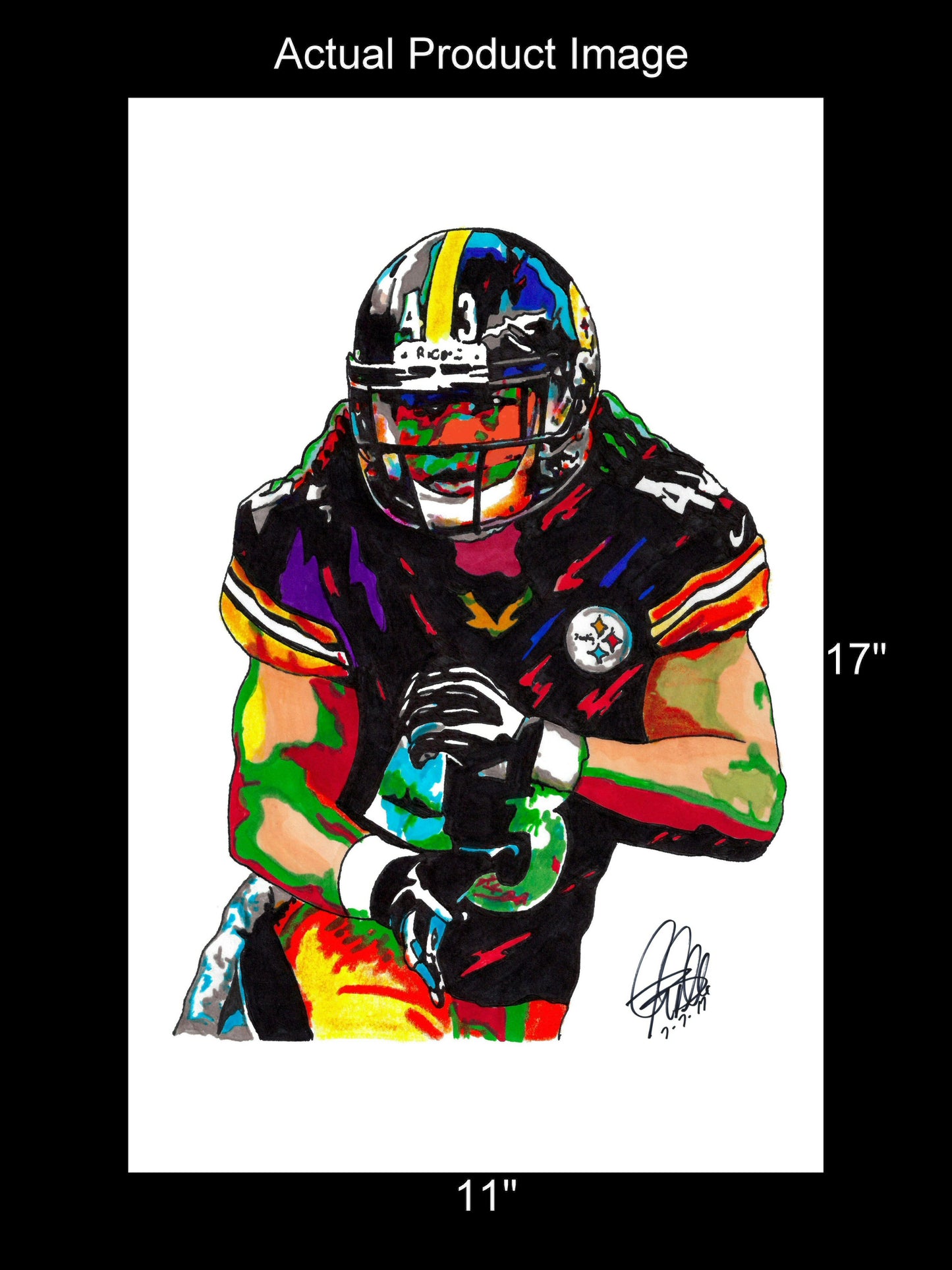 Troy Polamalu Pittsburgh Steelers Football Poster Print Wall Art 11x17