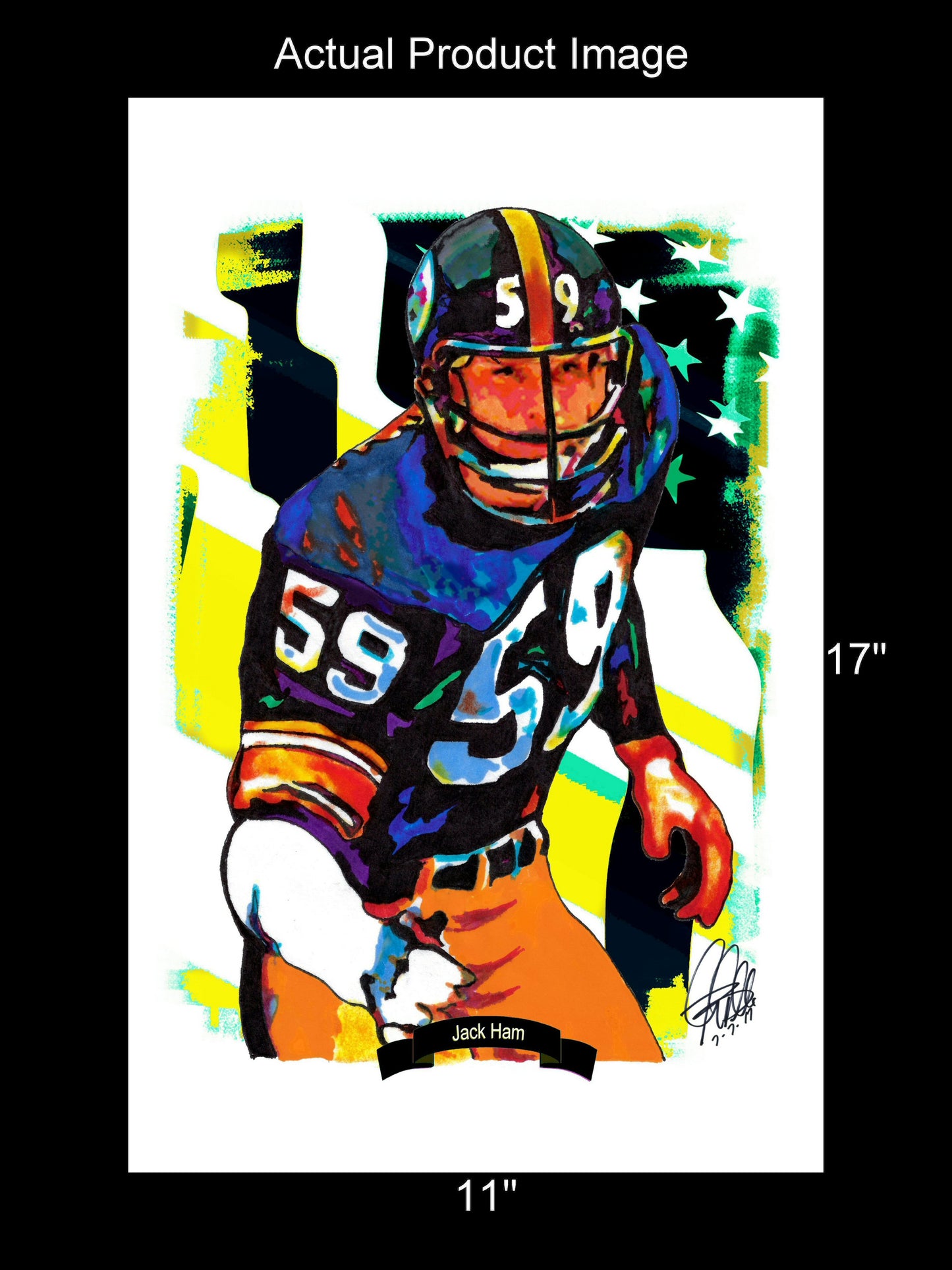 Jack Ham Pittsburgh Steelers Football Linebacker Poster Print Wall Art 11x17