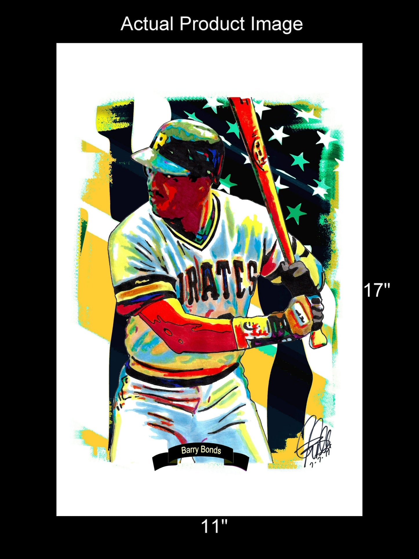 Barry Bonds Pittsburgh Pirates Baseball Sports Poster Print Wall Art 11x17