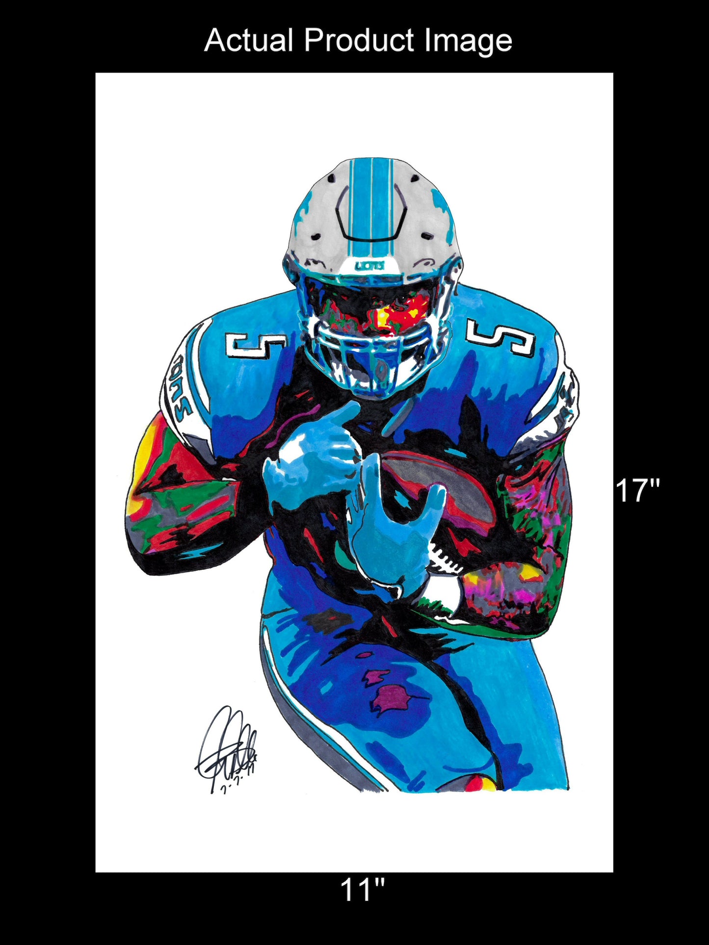 David Montgomery Detroit Lions Football RB Poster Print Wall Art 11x17