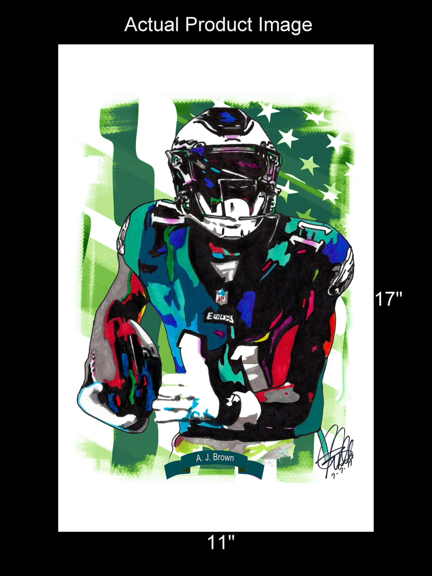 AJ Brown Philadelphia Eagles Football Sports Poster Print Wall Art 11x17