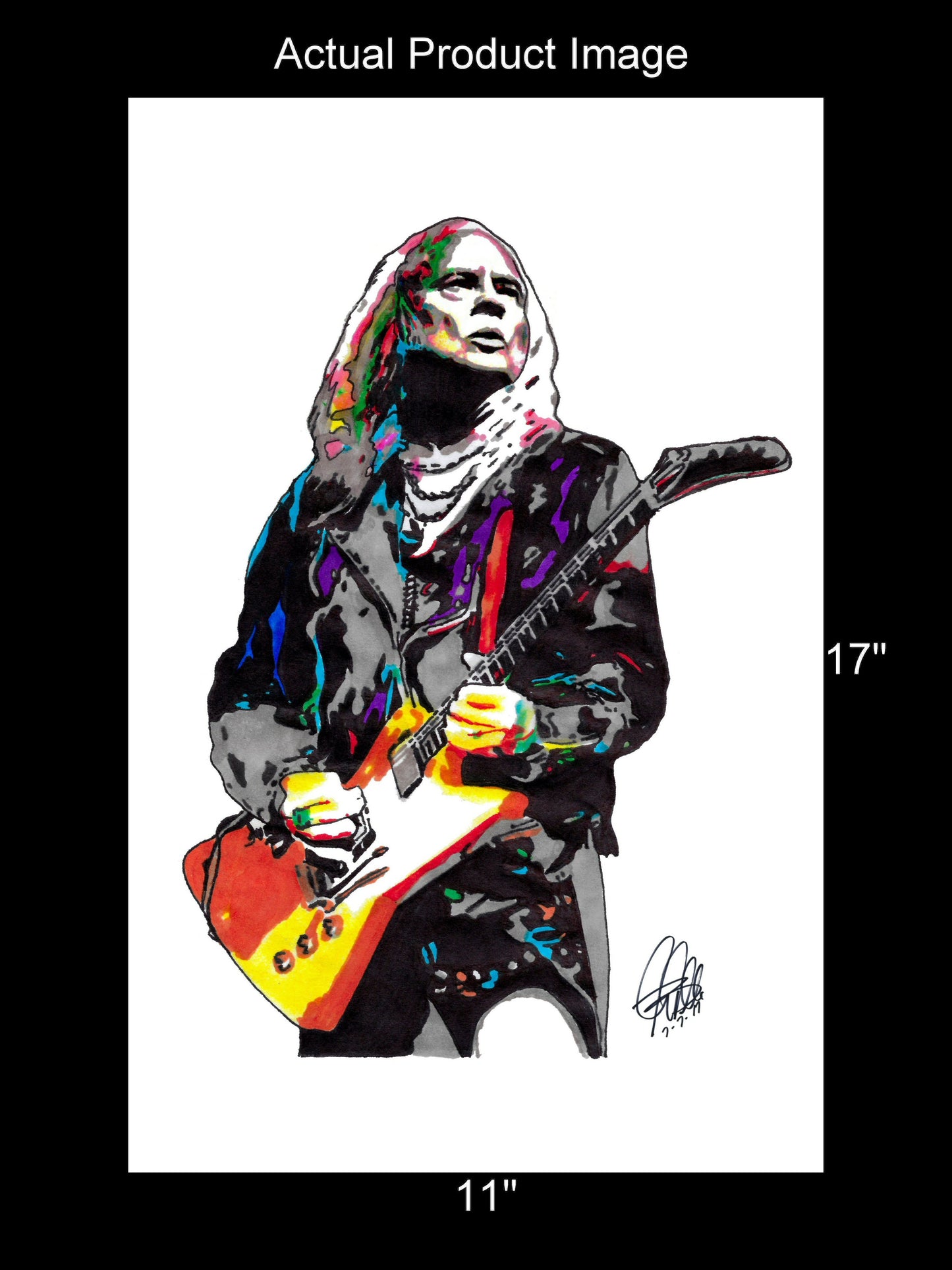 Rickey Medlocke Lynyrd Skynyrd Guitar Rock Poster Print Wall Art 11x17