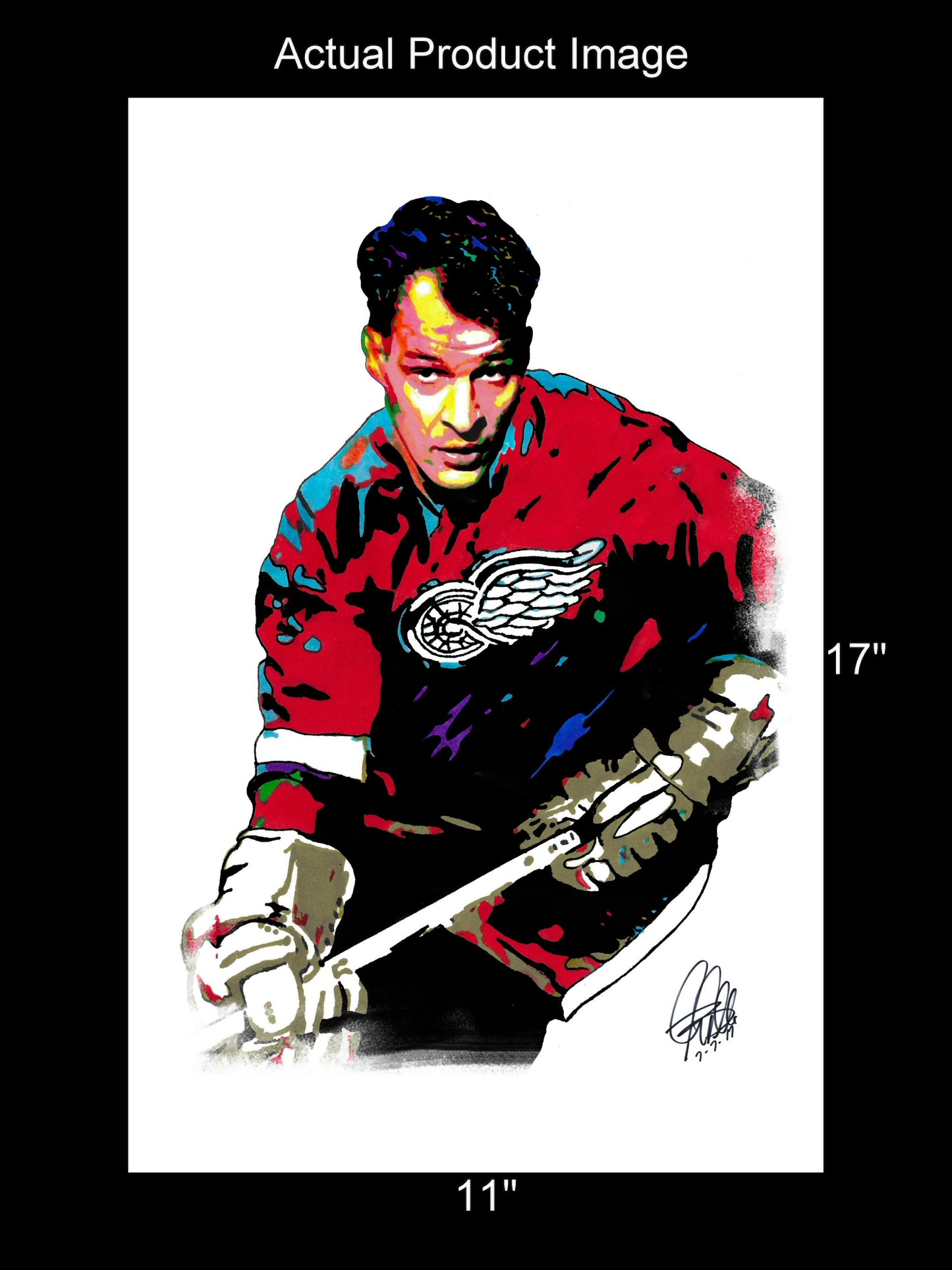 Gordie Howe Detroit Red Wings Hockey Print Poster Wall Art 11x17