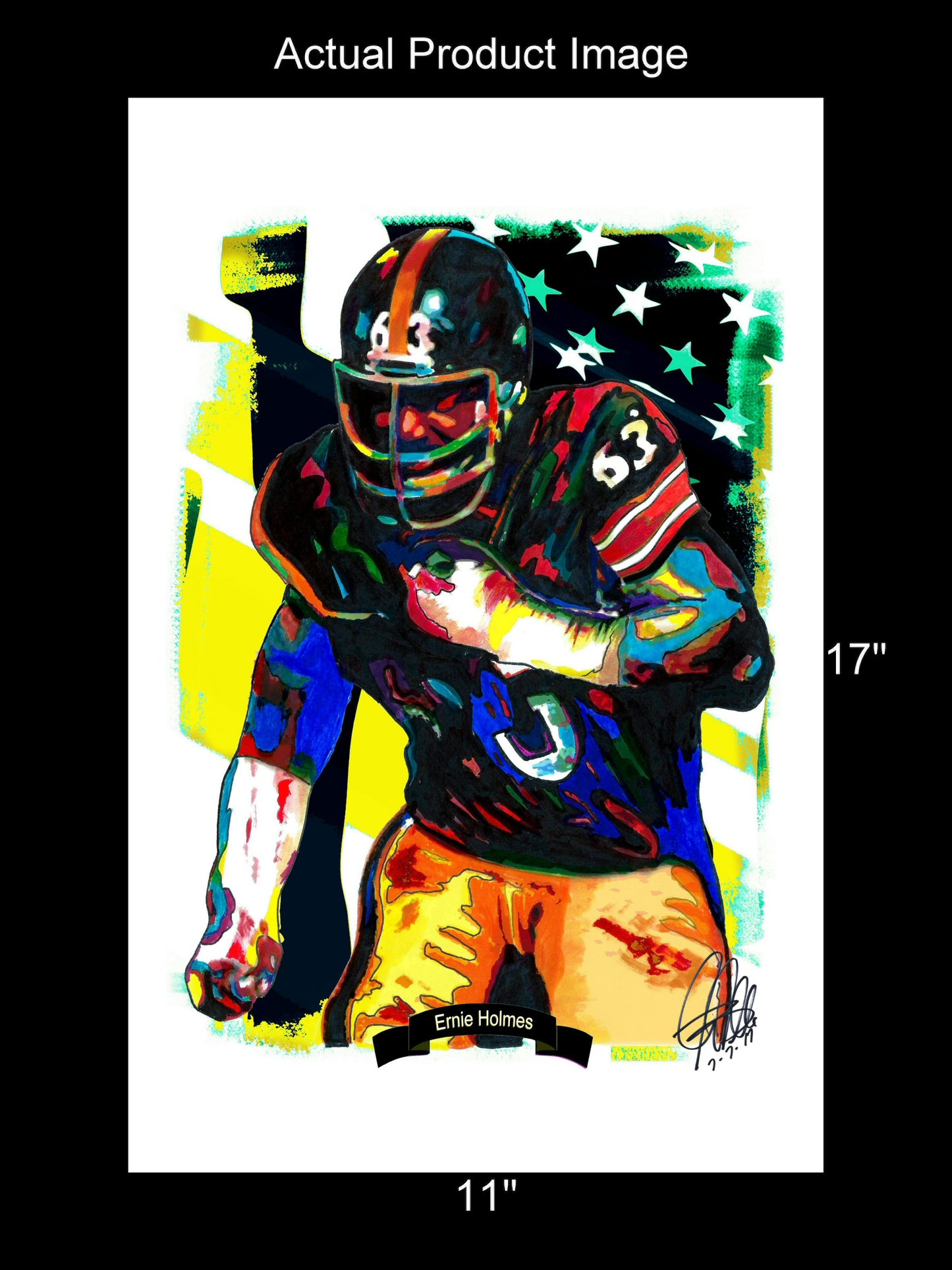 Ernie Holmes Pittsburgh Steelers Football Poster Print Wall Art 11x17