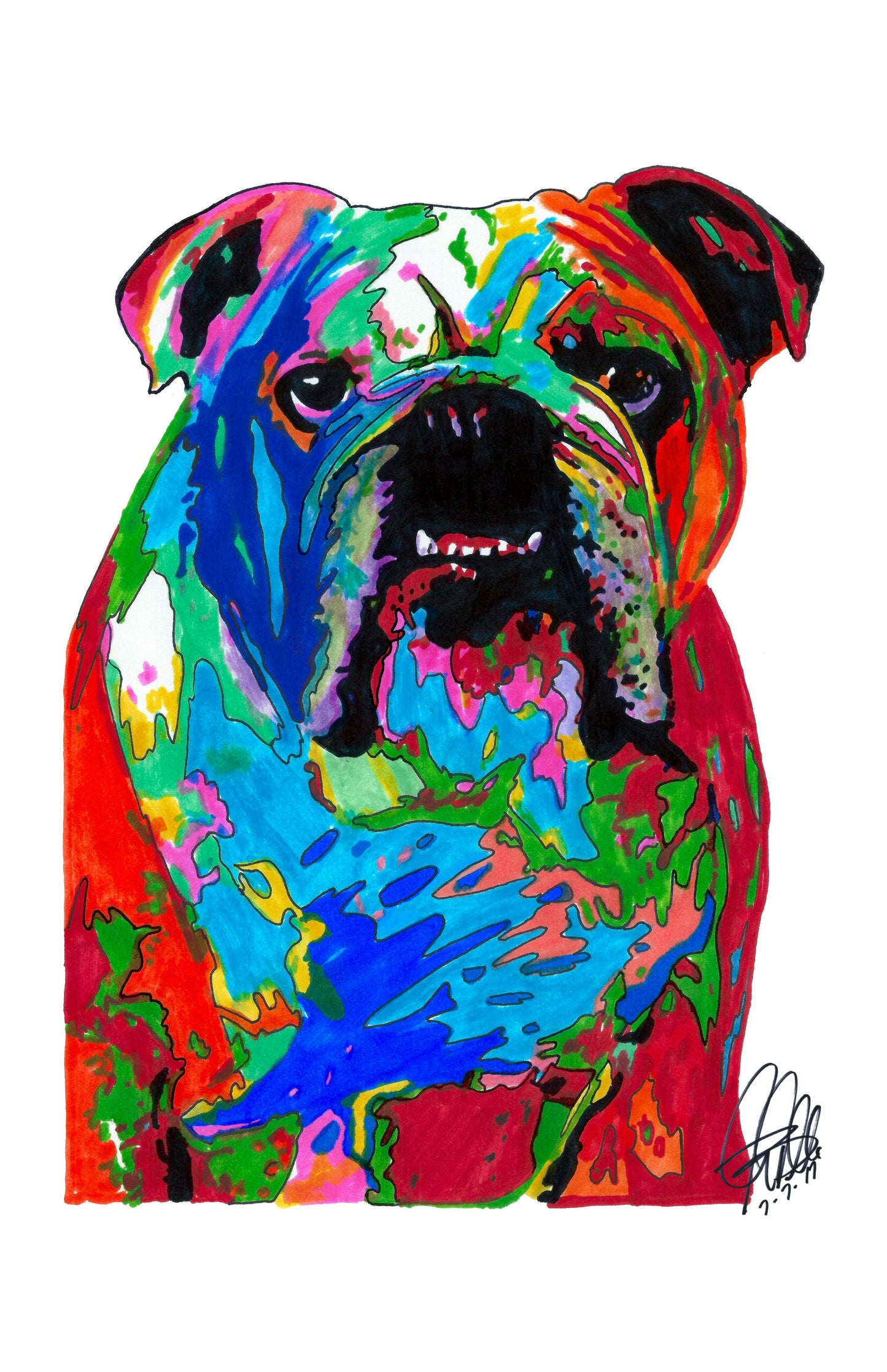 English Bulldog Pet Dog Poster Print Wall Art 11x17