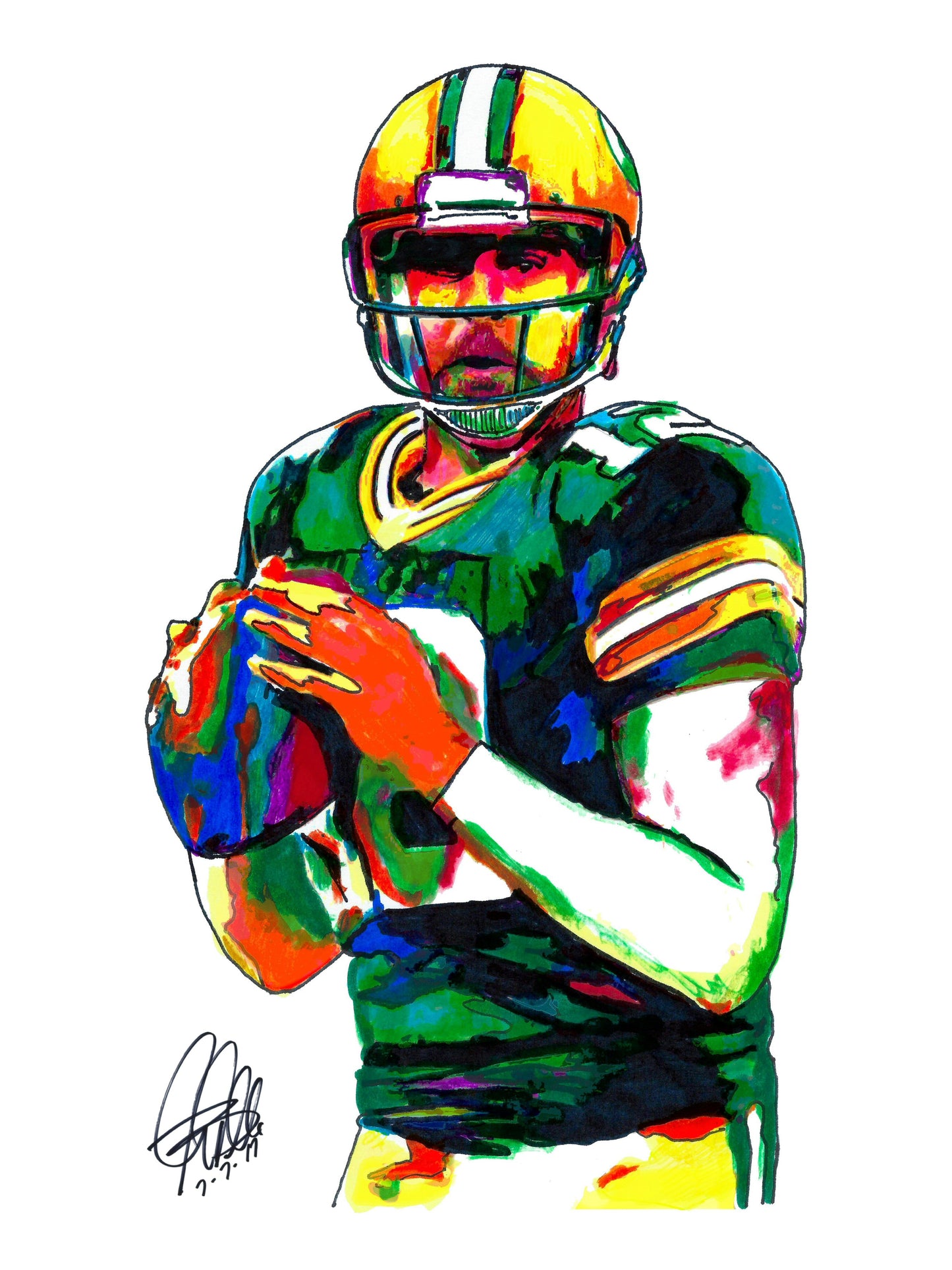 Aaron Rodgers Green Bay Packers QB Football Sports Poster Print Wall Art 18x24