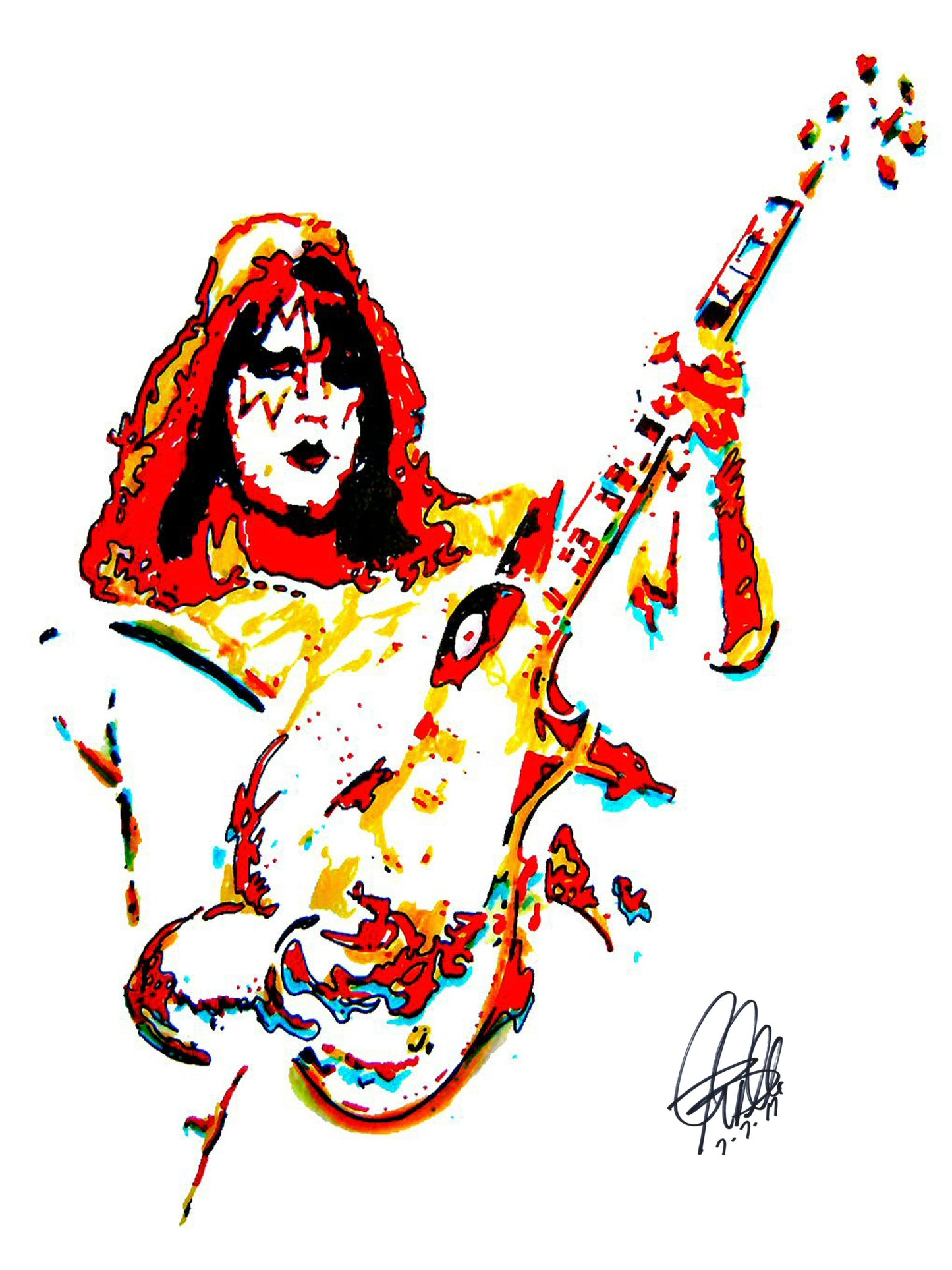 Ace Frehley Kiss Guitar Rock Music Poster Print Wall Art 8.5x11