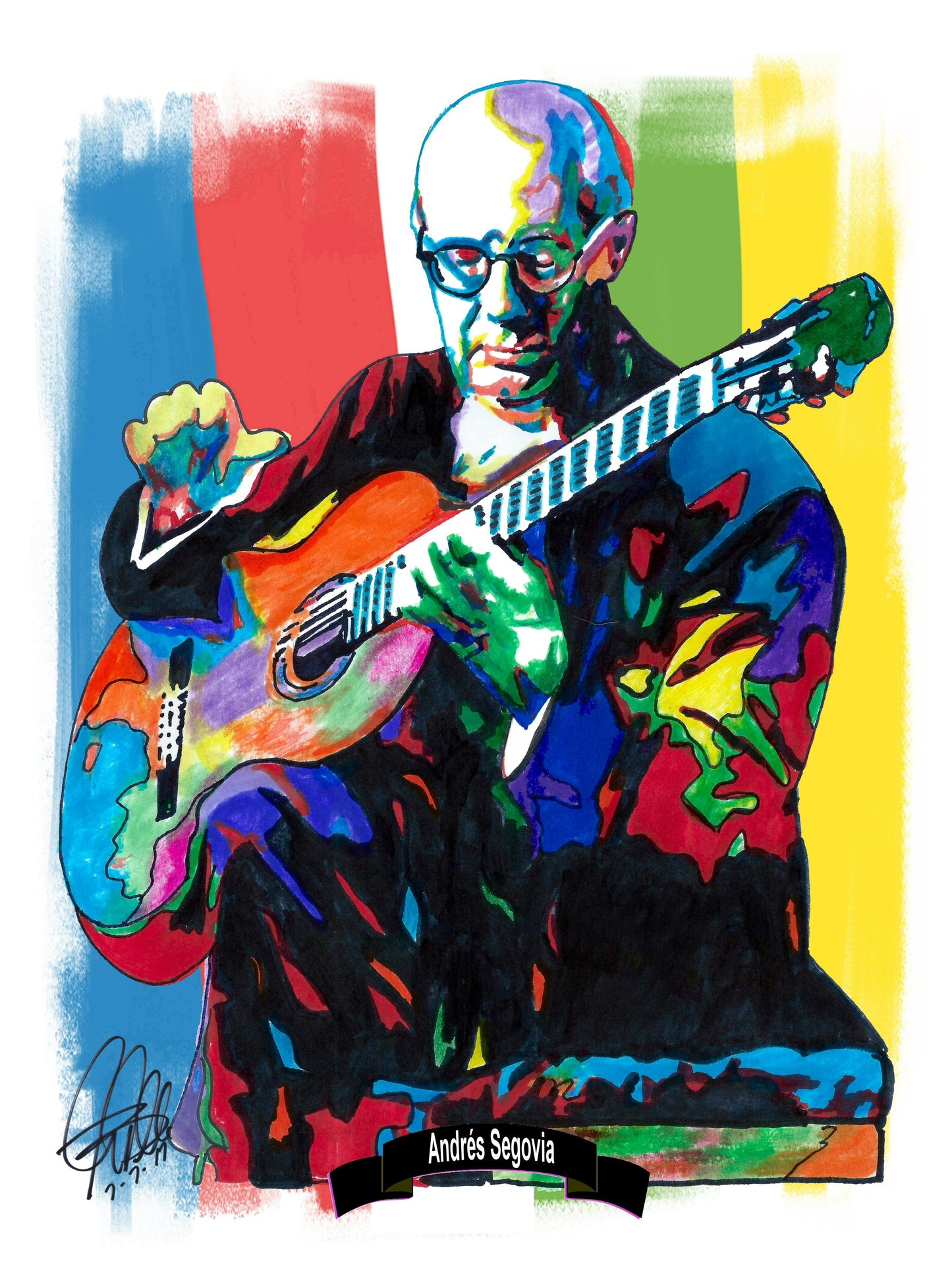 Andres Segovia Classical Guitar Music Poster Print Wall Art 18x24