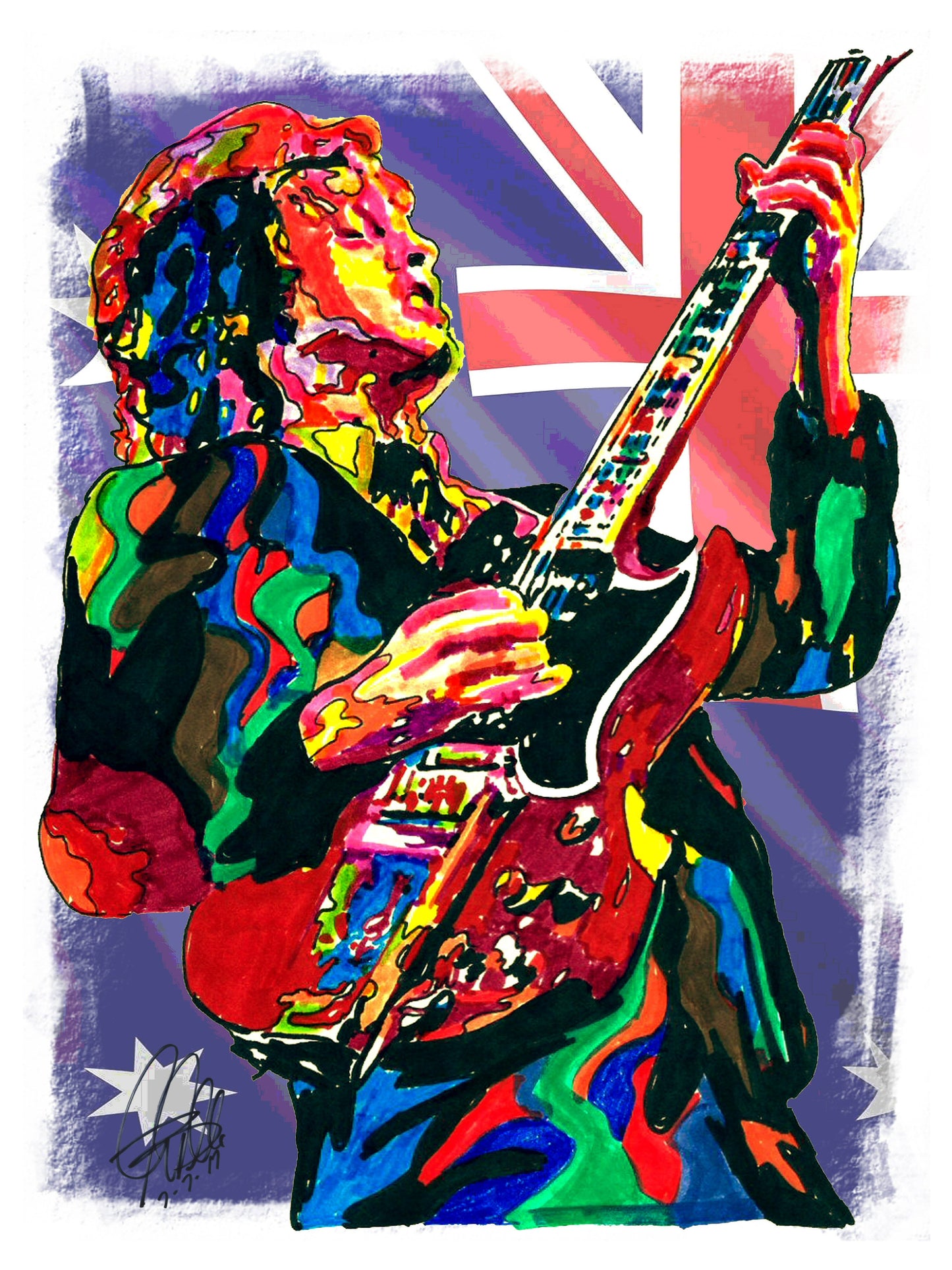 Angus Young ACDC Guitar Blues Hard Rock Music Poster Print Wall Art 18x24