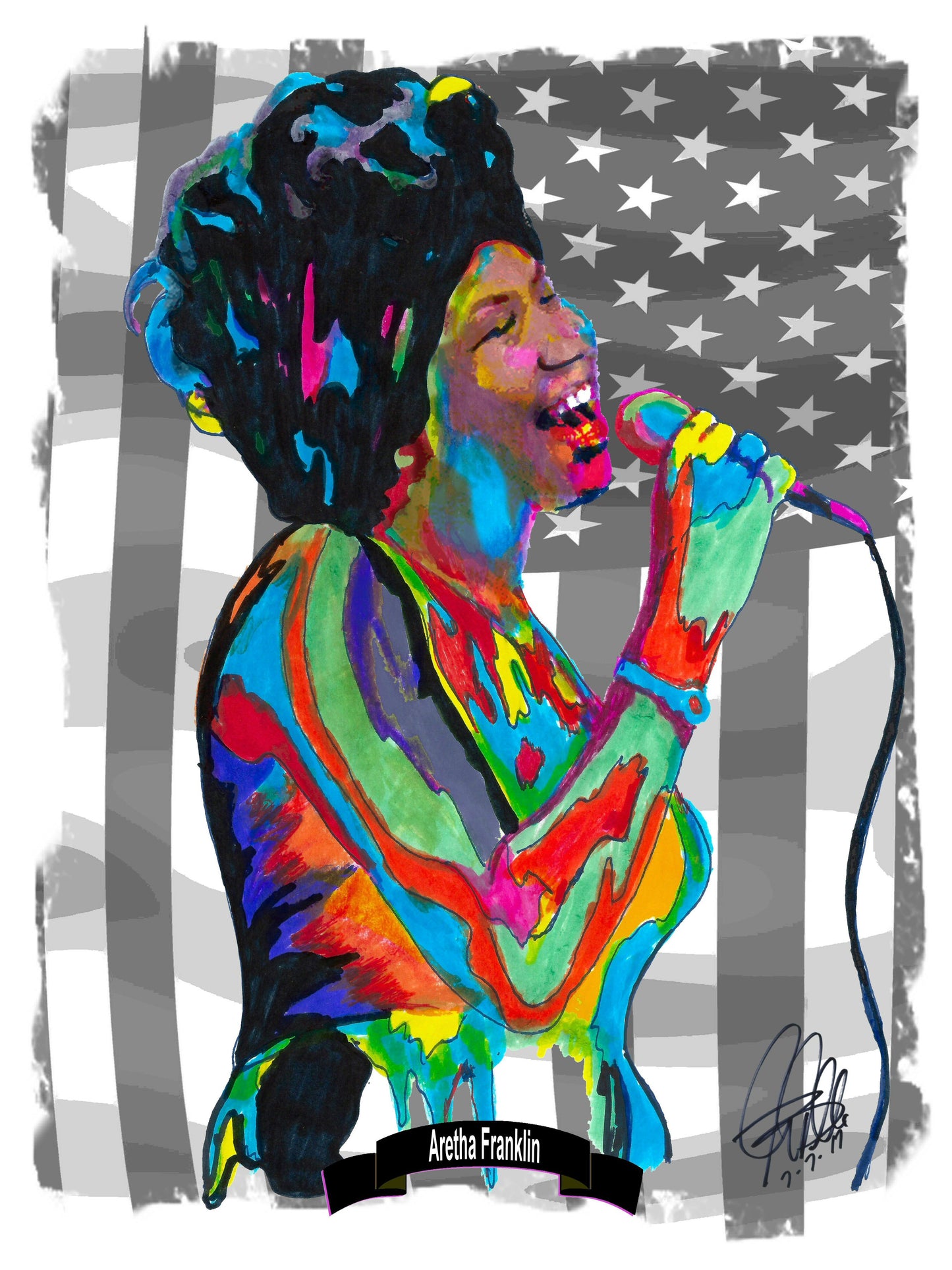 Aretha Franklin Singer Piano Soul Gospel R&B Music Poster Print Wall Art 18x24