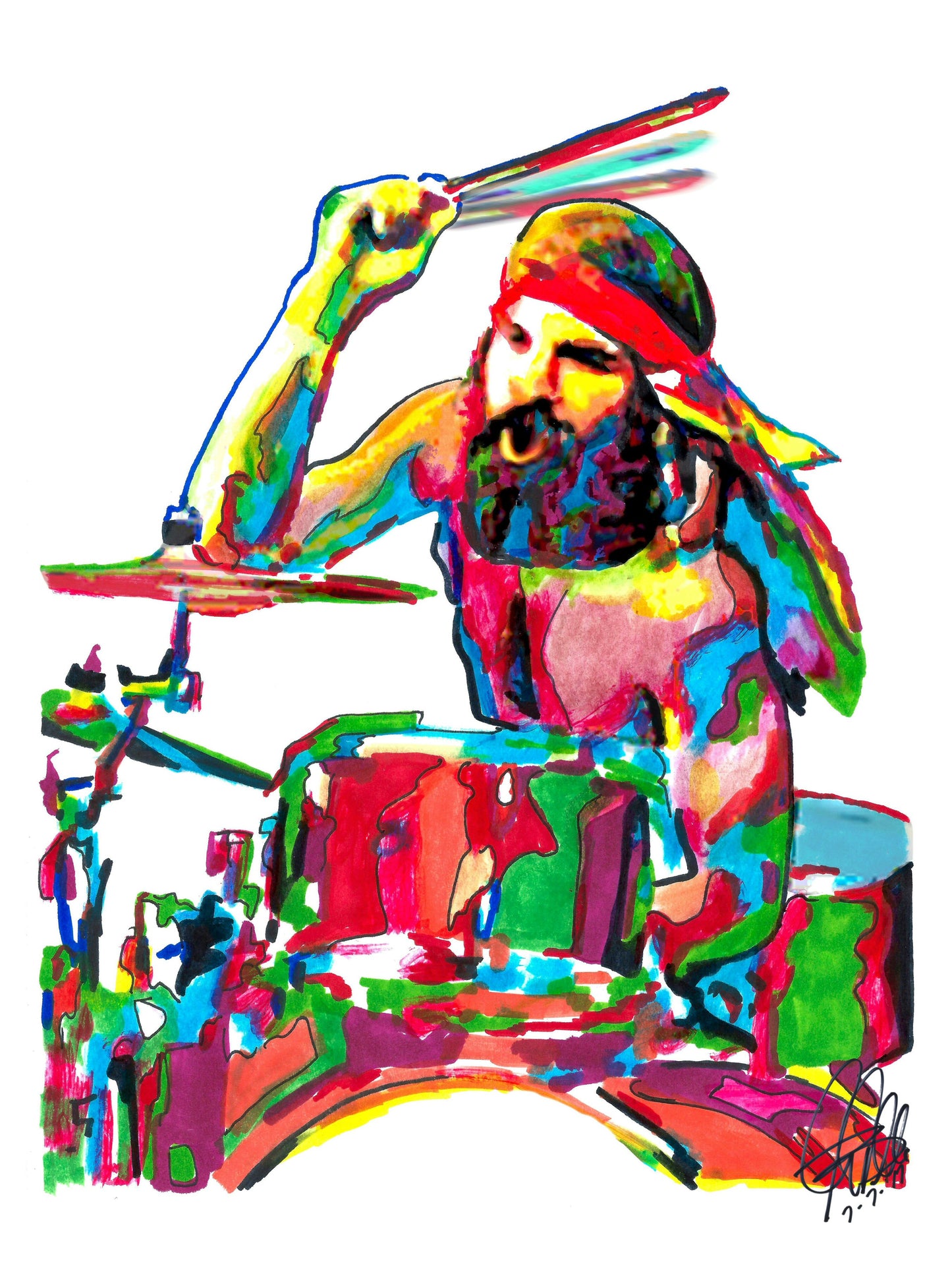 Artimus Pyle Lynyrd Skynyrd Drums Rock Music Poster Print Wall Art 18x24