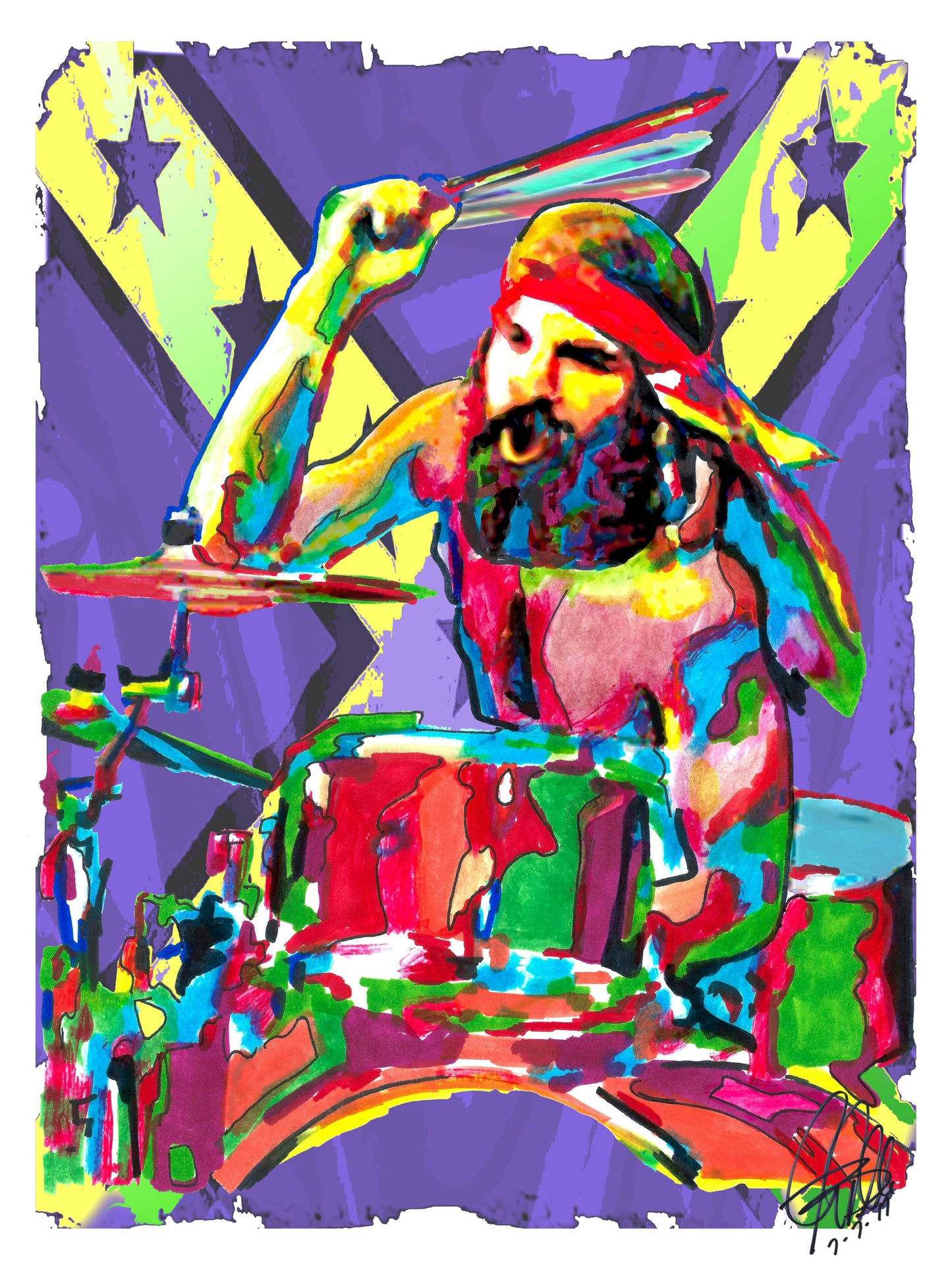 Artimus Pyle Lynyrd Skynyrd Drums Music Poster Print Wall Art 18x24