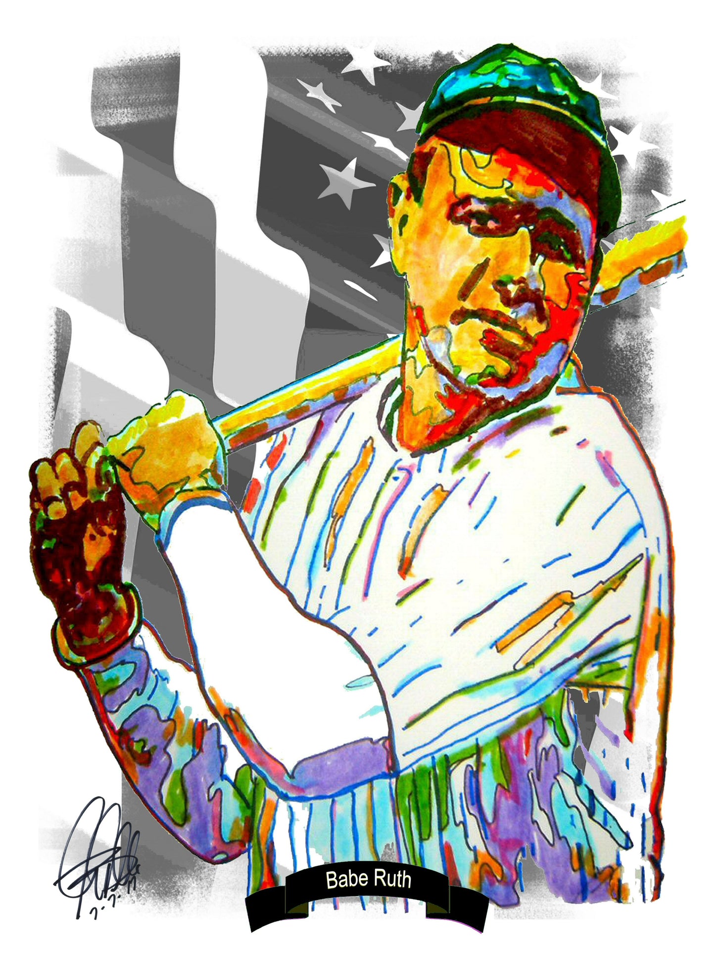 Babe Ruth New York Yankees Baseball Sports Poster Print Wall Art 18x24