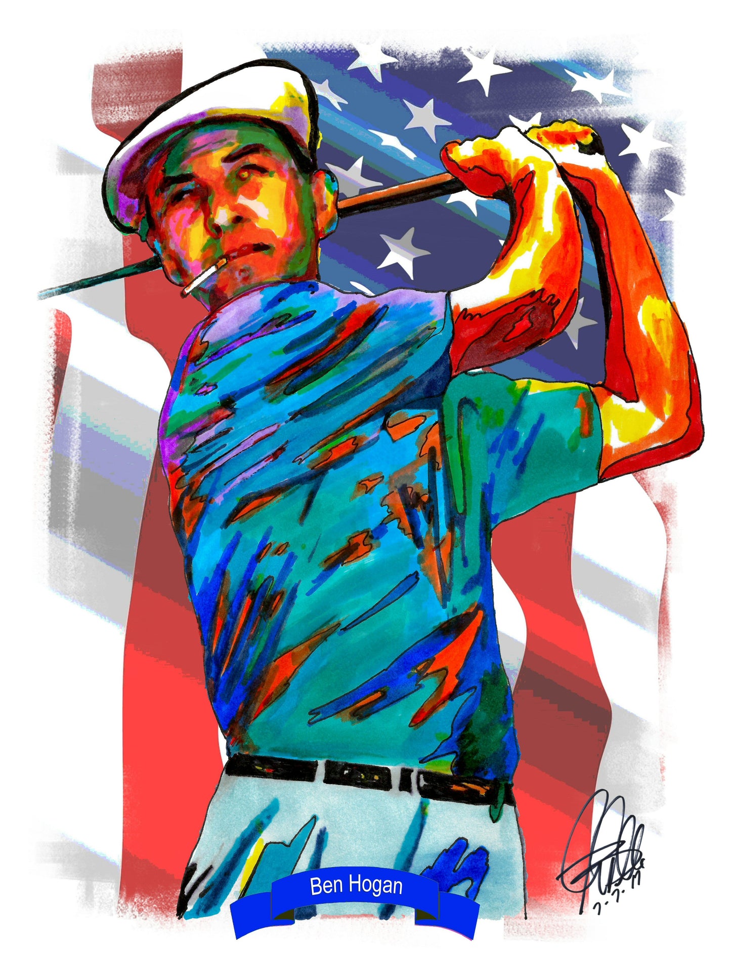 Ben Hogan Golf Poster Print Wall Art 8.5x11