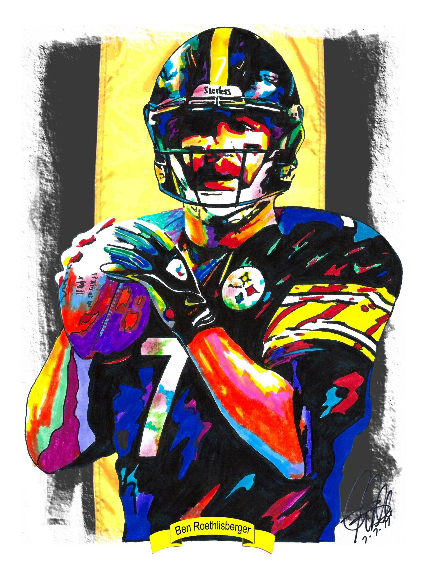 Ben Roethlisberger Steelers QB Football Sports Poster Print Wall Art 18x24