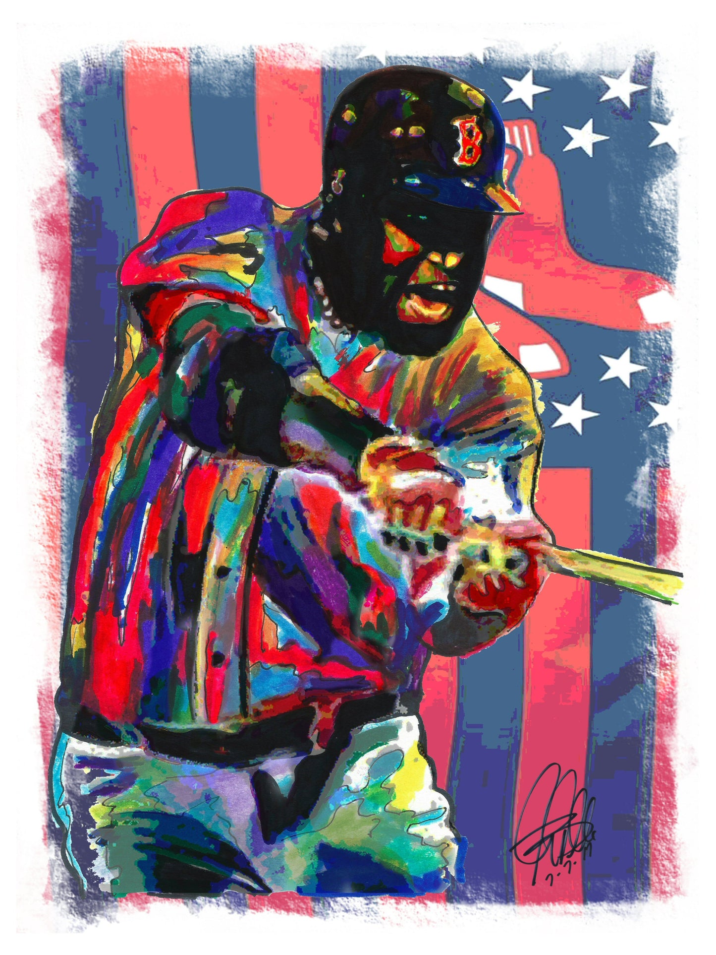 David Ortiz Big Papi Boston Red Sox Baseball Poster Print Wall Art 18x24