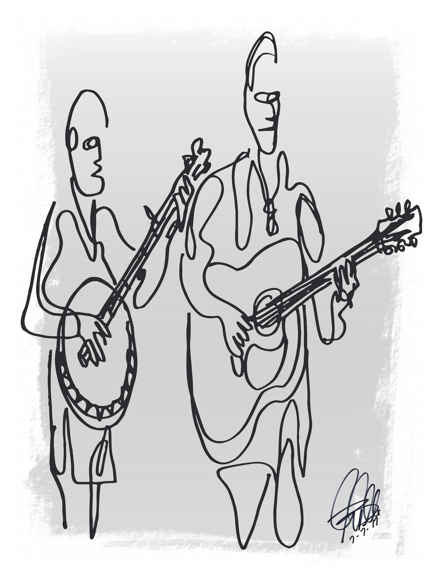 Bluegrass Players Guitar Banjo Music Poster Print Wall Art 18x24