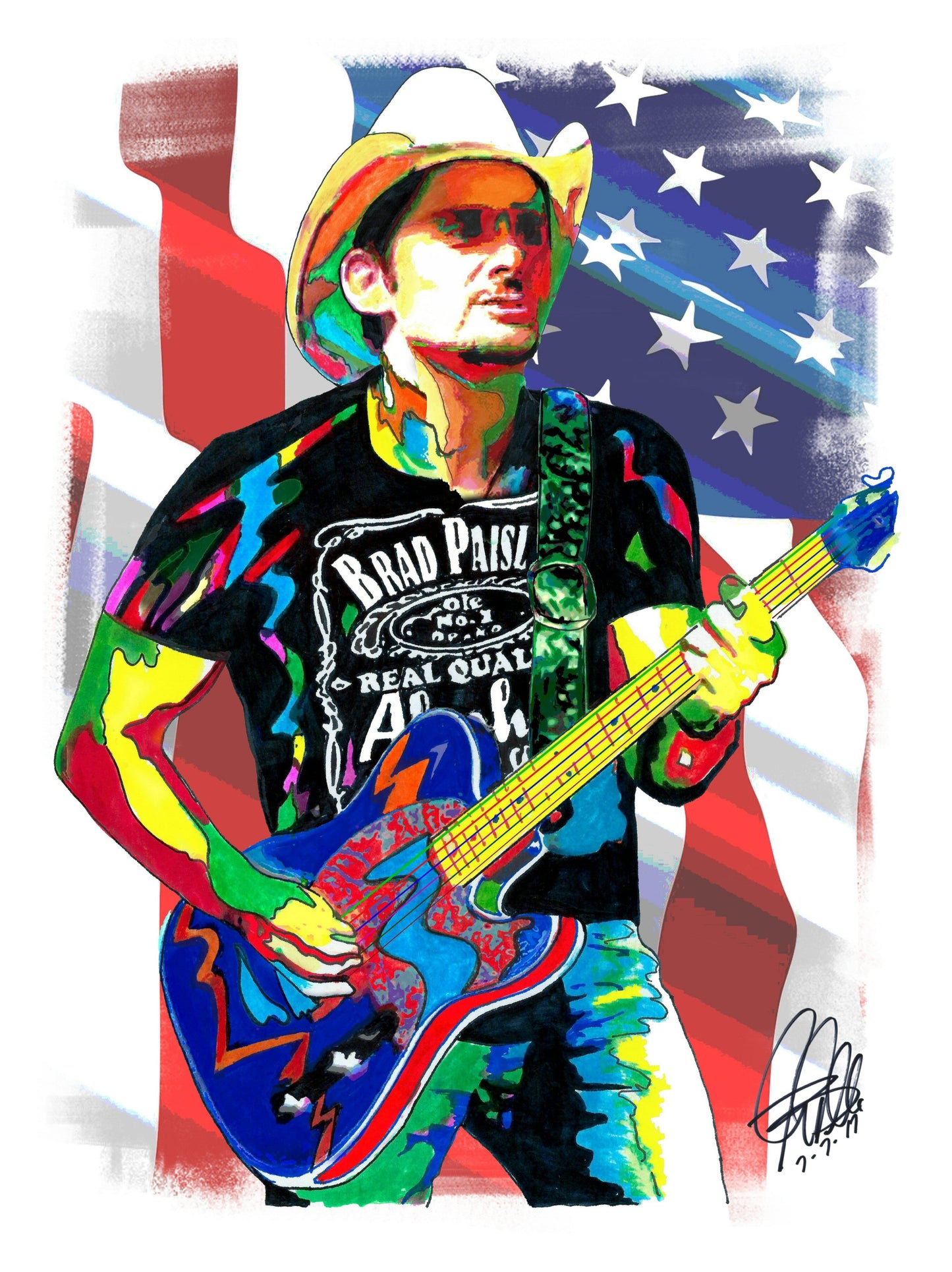 Brad Paisley Singer Guitar Country Music Poster Print Wall Art 18x24