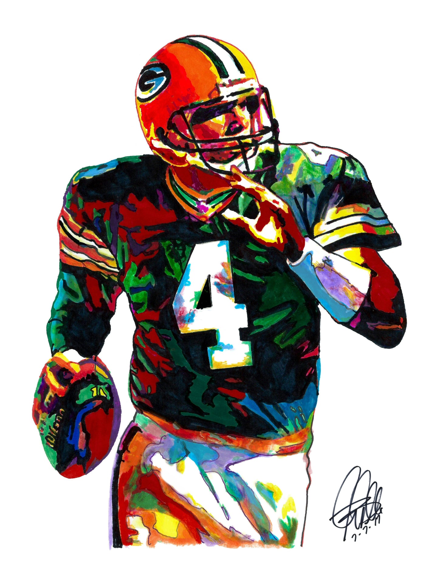 Brett Favre Green Bay Packers QB Football Sports Poster Print Art 18x24