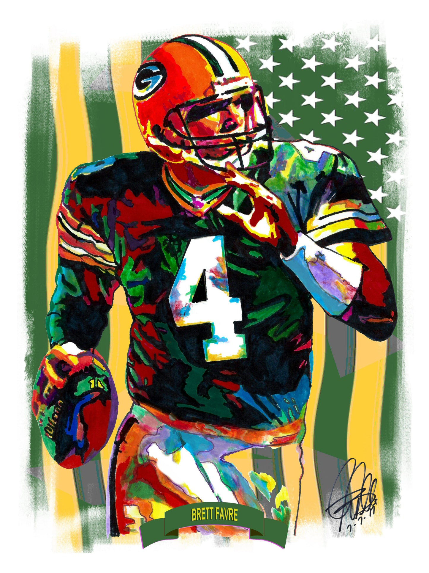 Brett Favre Green Bay Packers Football Sports Poster Print Art 18x24