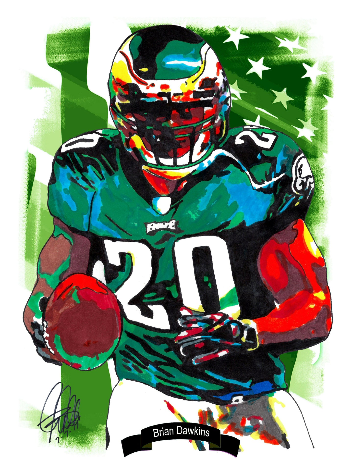 Brian Dawkins Philadelphia Eagles Football Safety Poster Print Wall Art 18x24