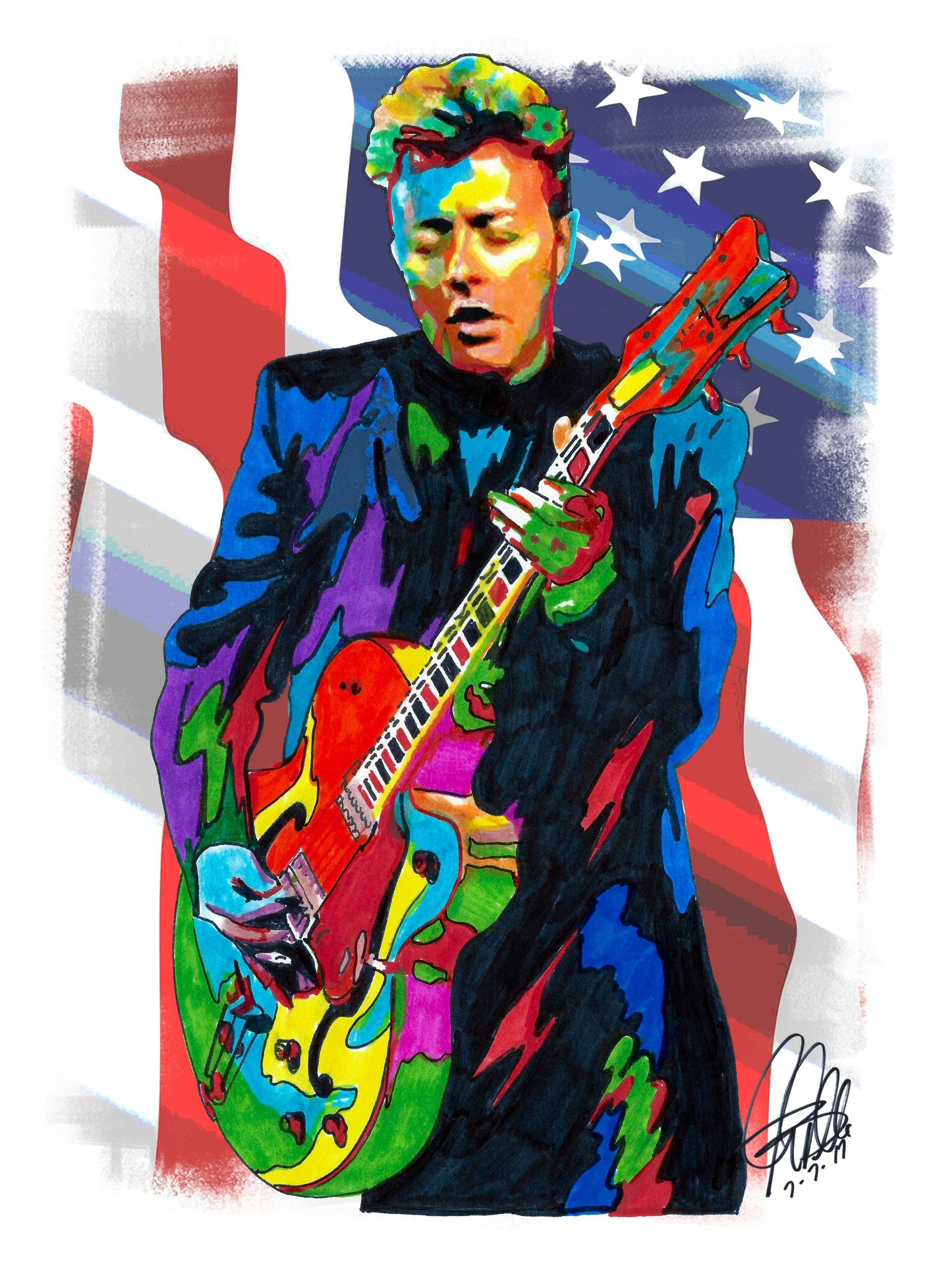 Brian Setzer Stray Cats Singer Guitar Rock Music Poster Print Wall Art 18x24