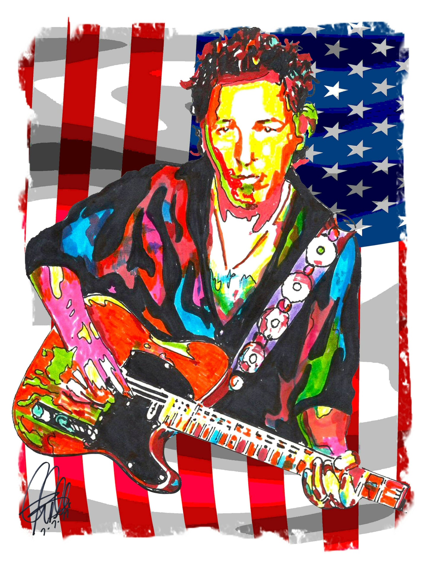 Bruce Springsteen The Boss Singer Guitar Rock Music Print Poster Wall Art 18x24