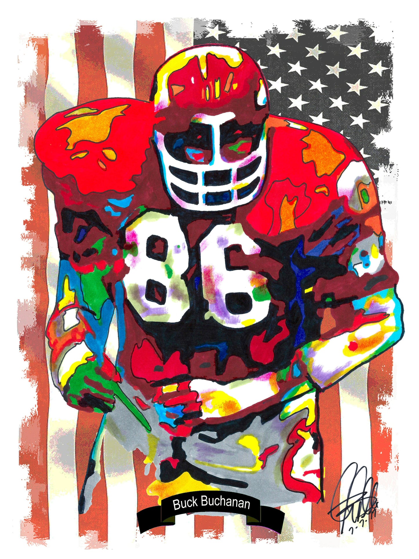 Buck Buchanan Kansas City Chiefs Football Poster Print Wall Art 18x24