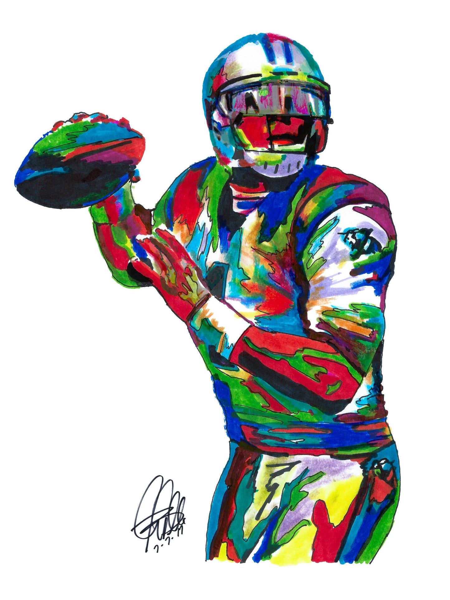 Cam Newton Carolina Panthers QB Football Sports Poster Print Wall Art 18x24