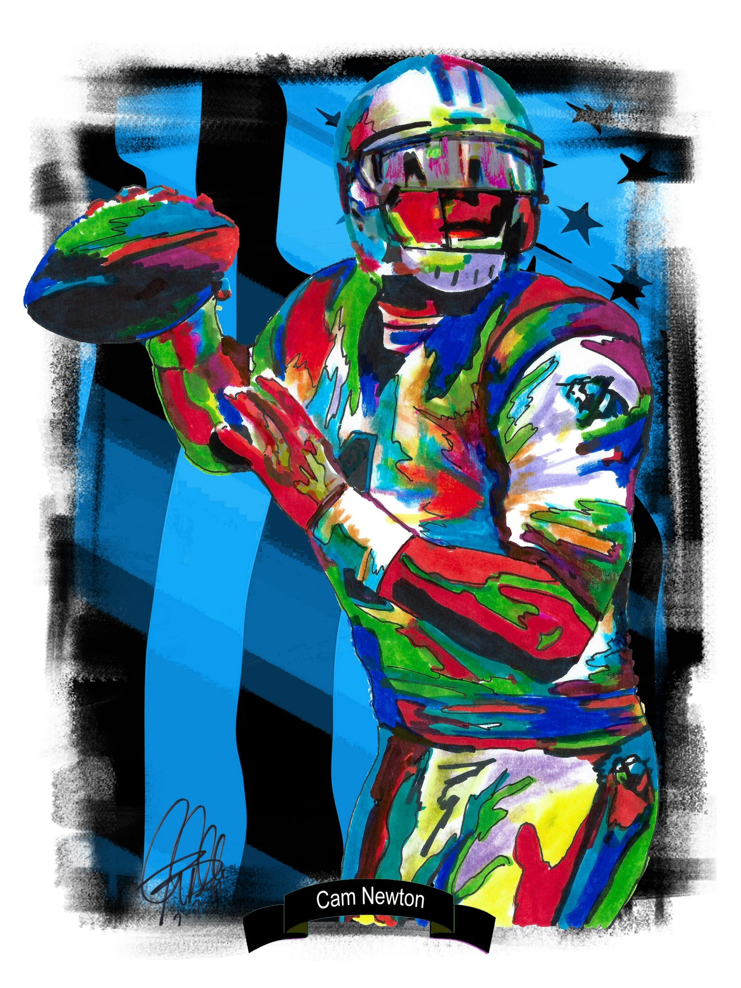 Cam Newton Carolina Panthers QB Football Poster Print Wall Art 18x24