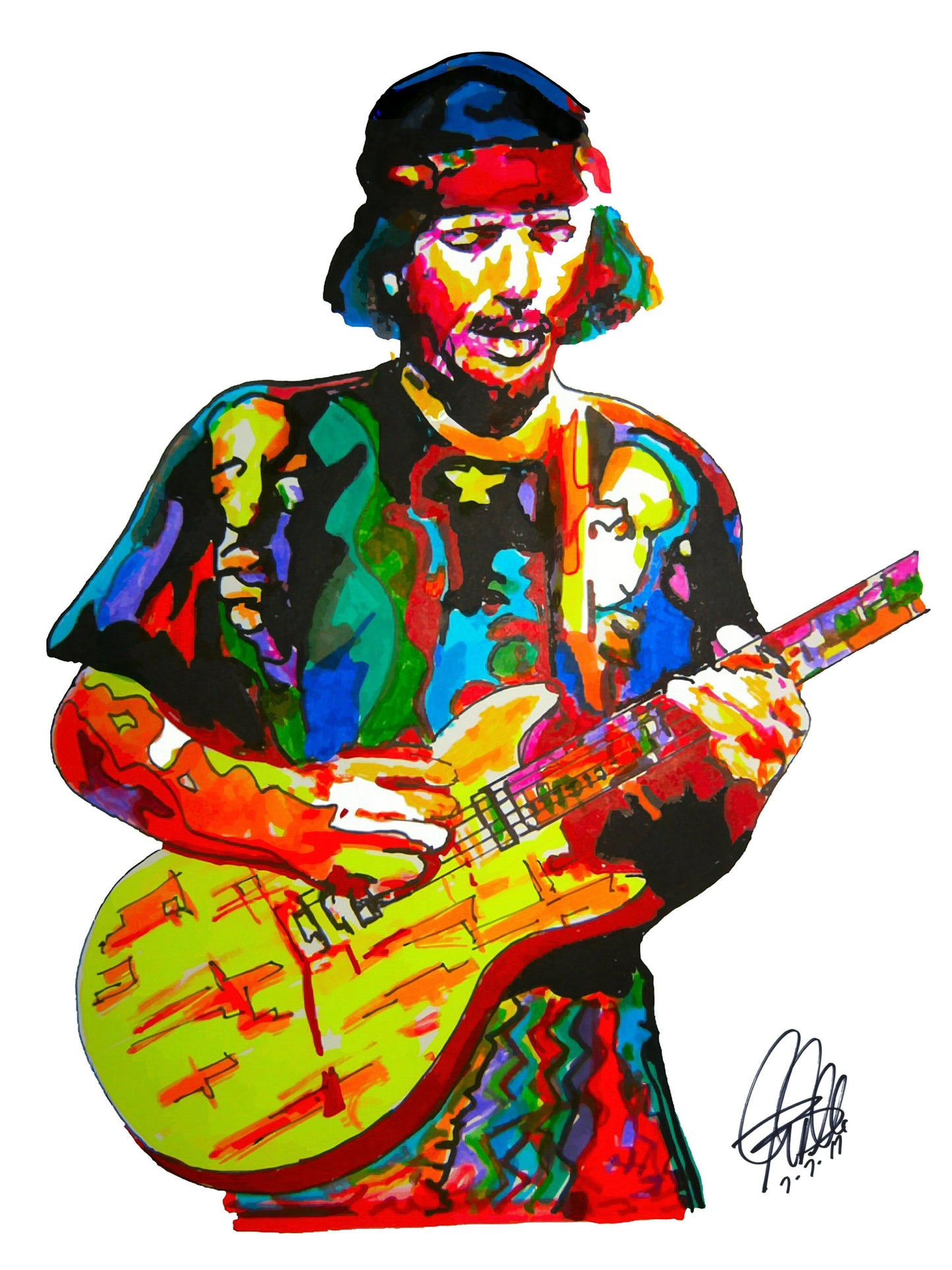 Carlos Santana Guitar Rock Music Print Poster Wall Art 18x24