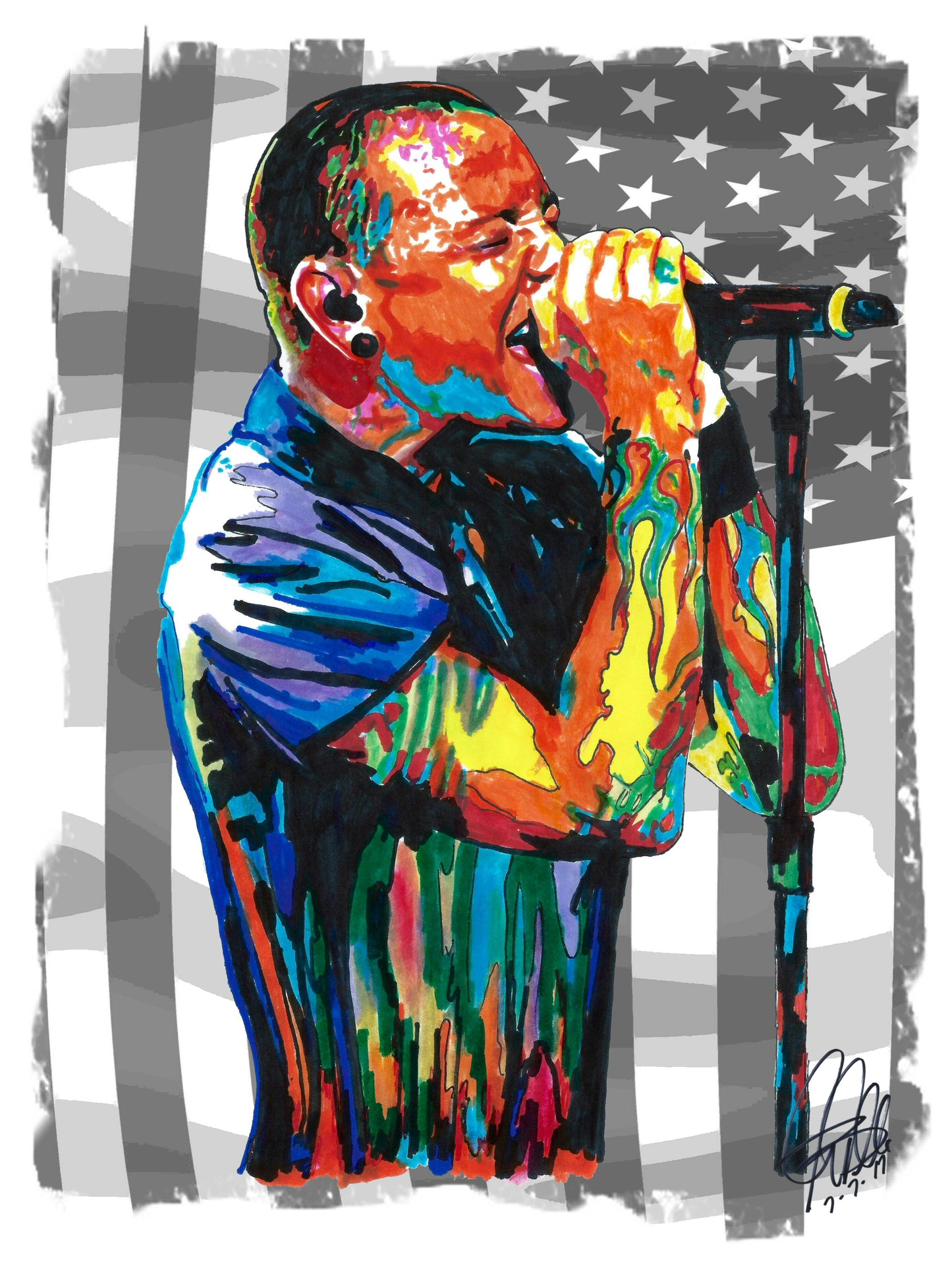 Chester Bennington Linkin Park Singer Rock Music Poster Print Wall Art 18x24