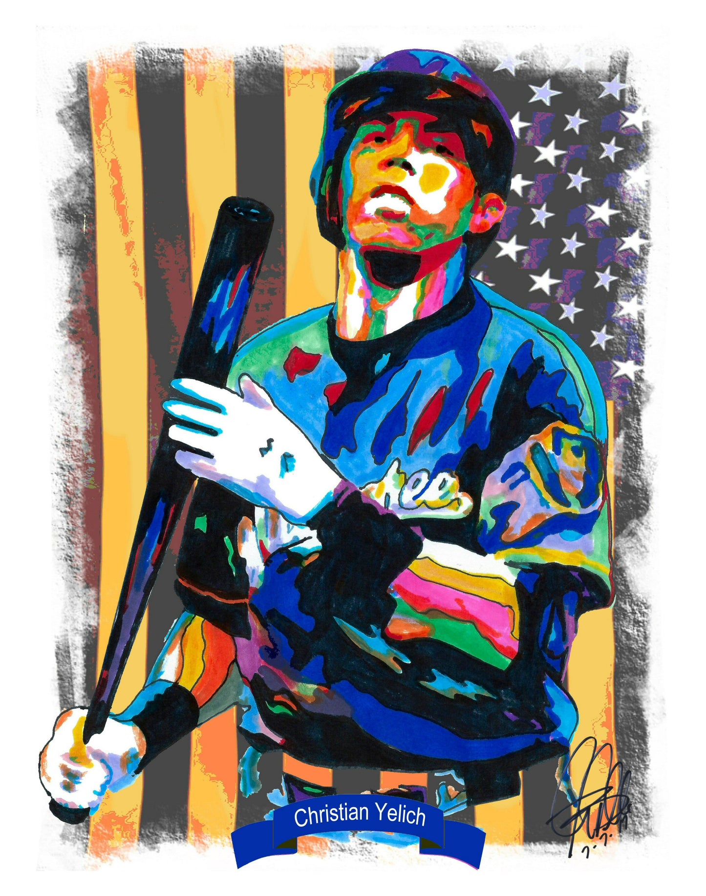 Christian Yelich Milwaukee Brewers Baseball Poster Print Wall Art 18x24