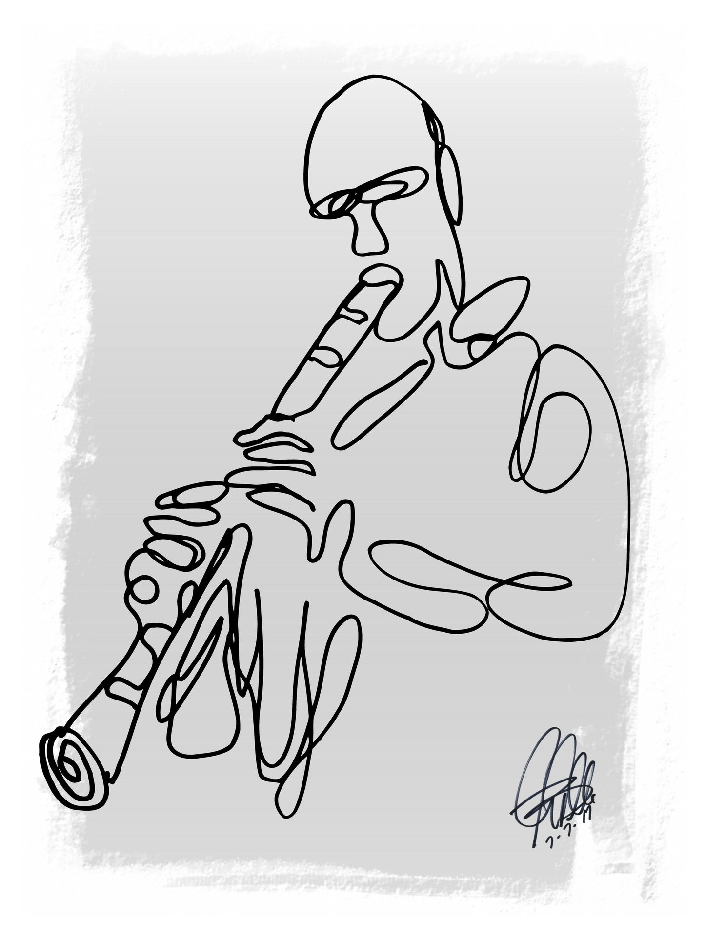 Clarinet Player Jazz Music Poster Print Wall Art 8.5x11