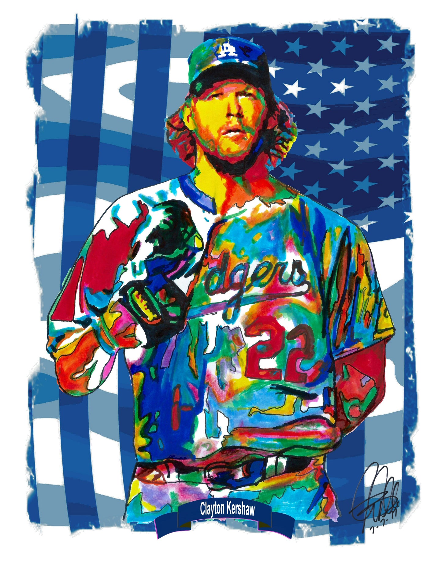 Clayton Kershaw Los Angeles Dodgers Baseball Poster Print Wall Art 8.5x11