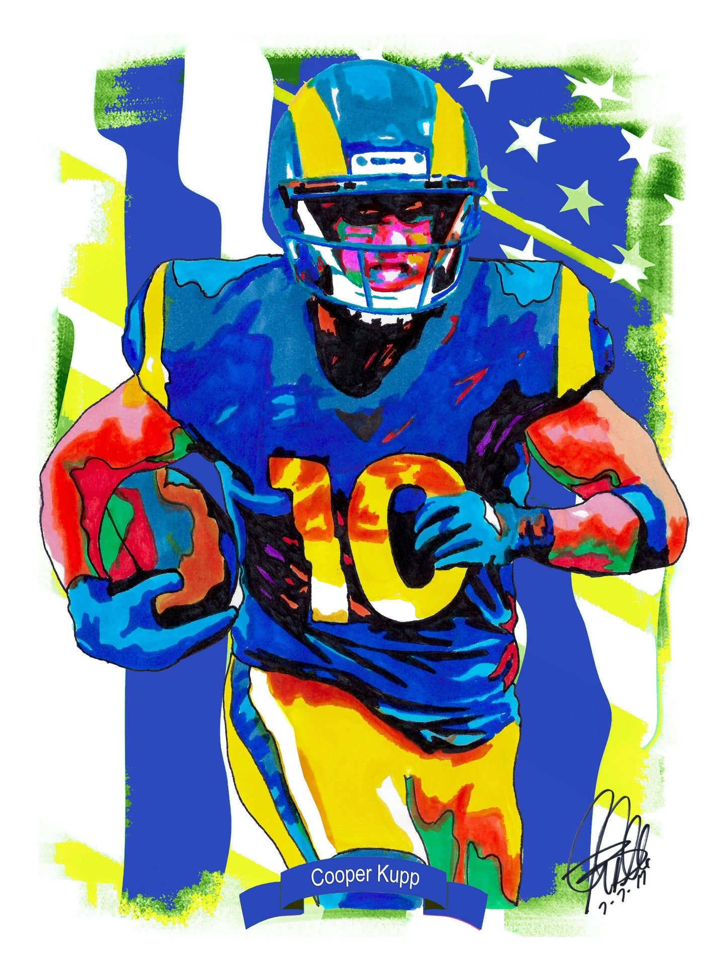 Cooper Kupp Los Angeles Rams Football Poster Print Wall Art 18x24