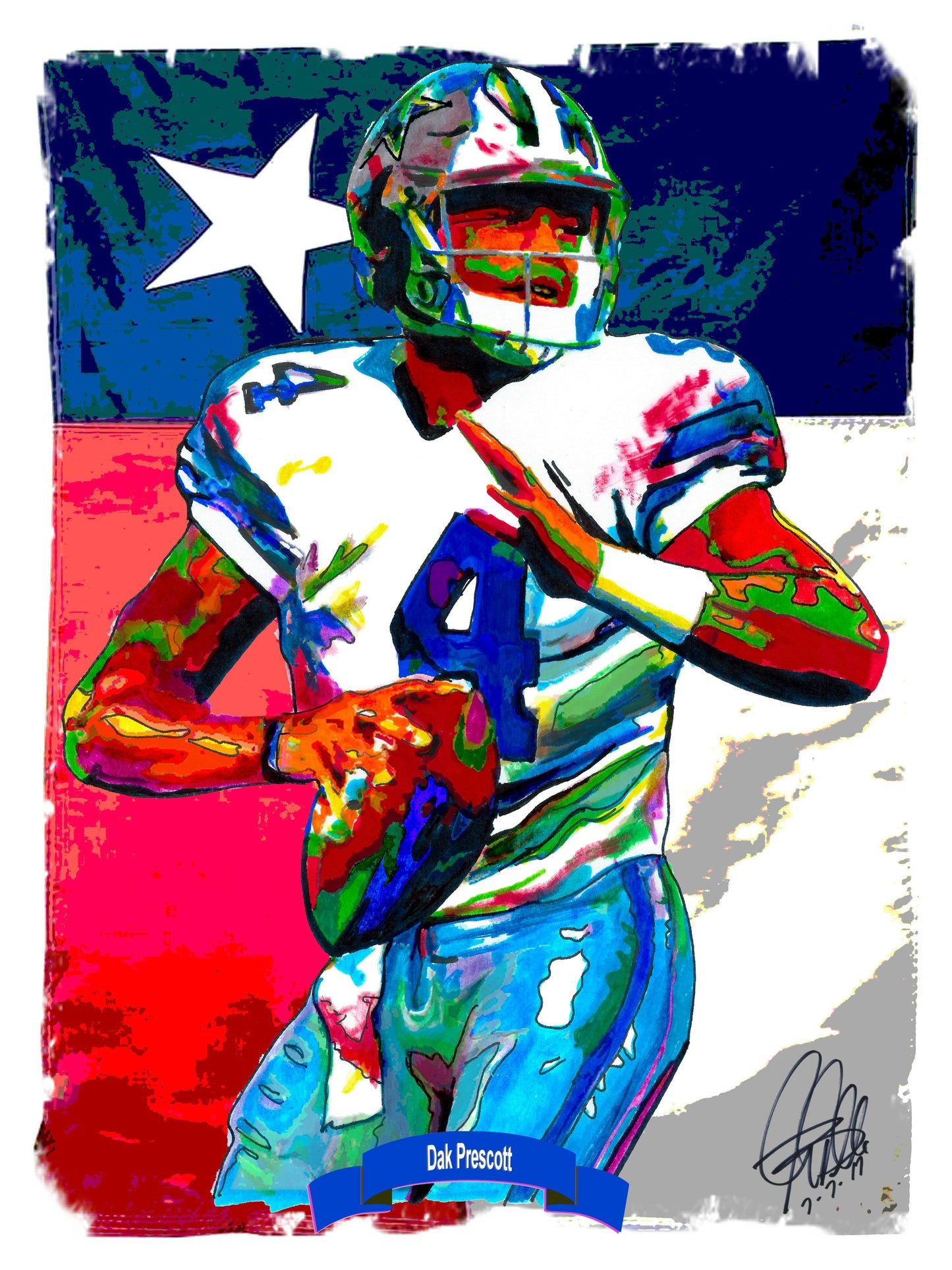 Dak Prescott Dallas Cowboys Quarterback Football Sports Poster Print Art 18x24