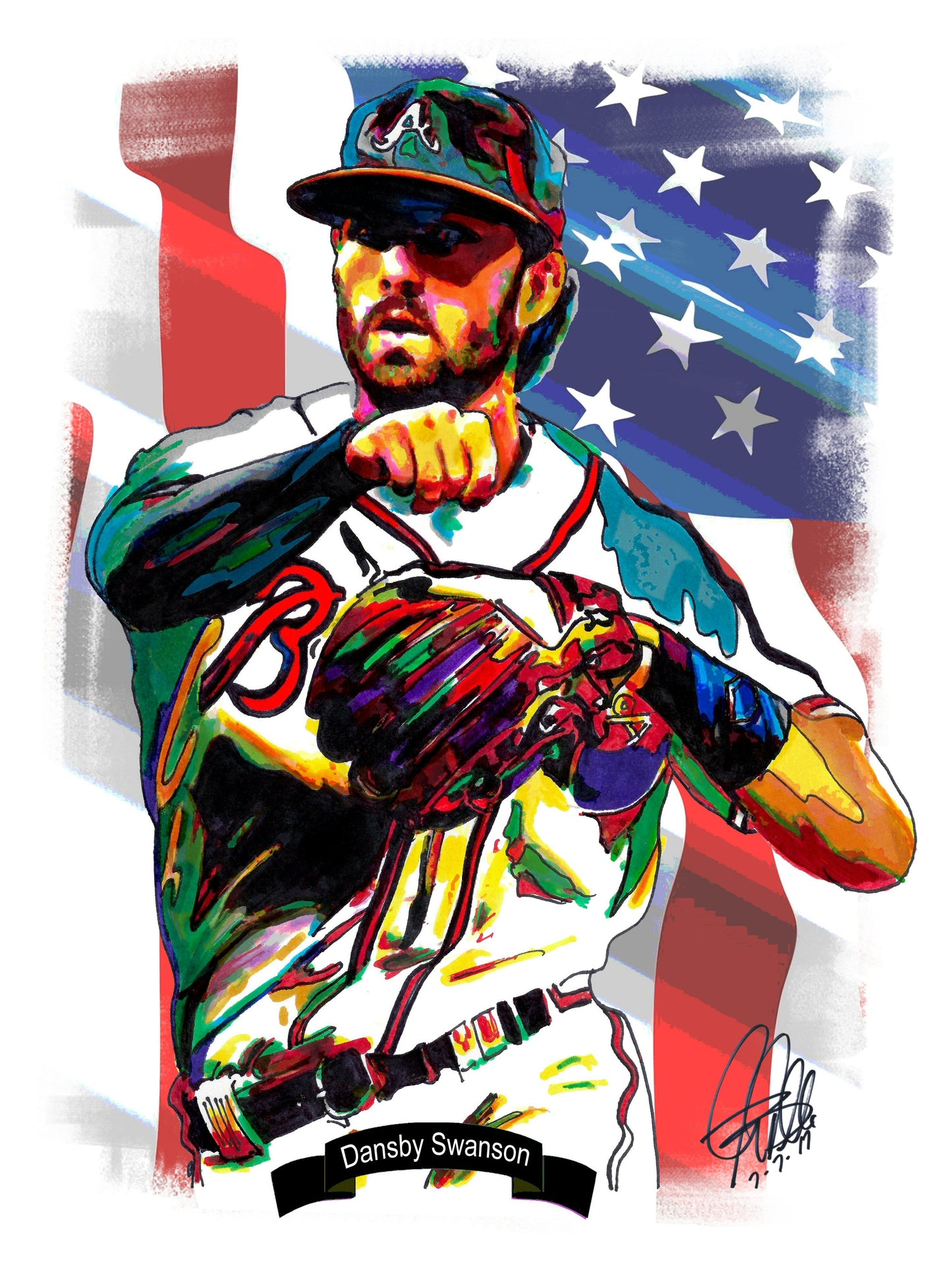 Dansby Swanson Atlanta Braves Baseball Print Poster Wall Art 18x24