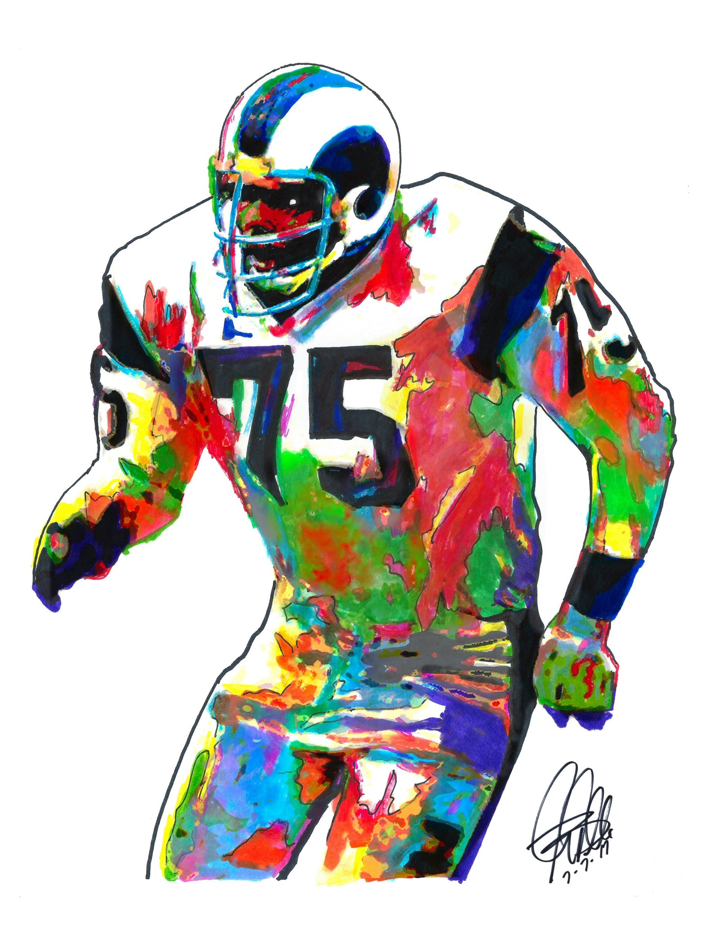 Deacon Jones Los Angeles Rams Football Sports Poster Print Wall Art 18x24